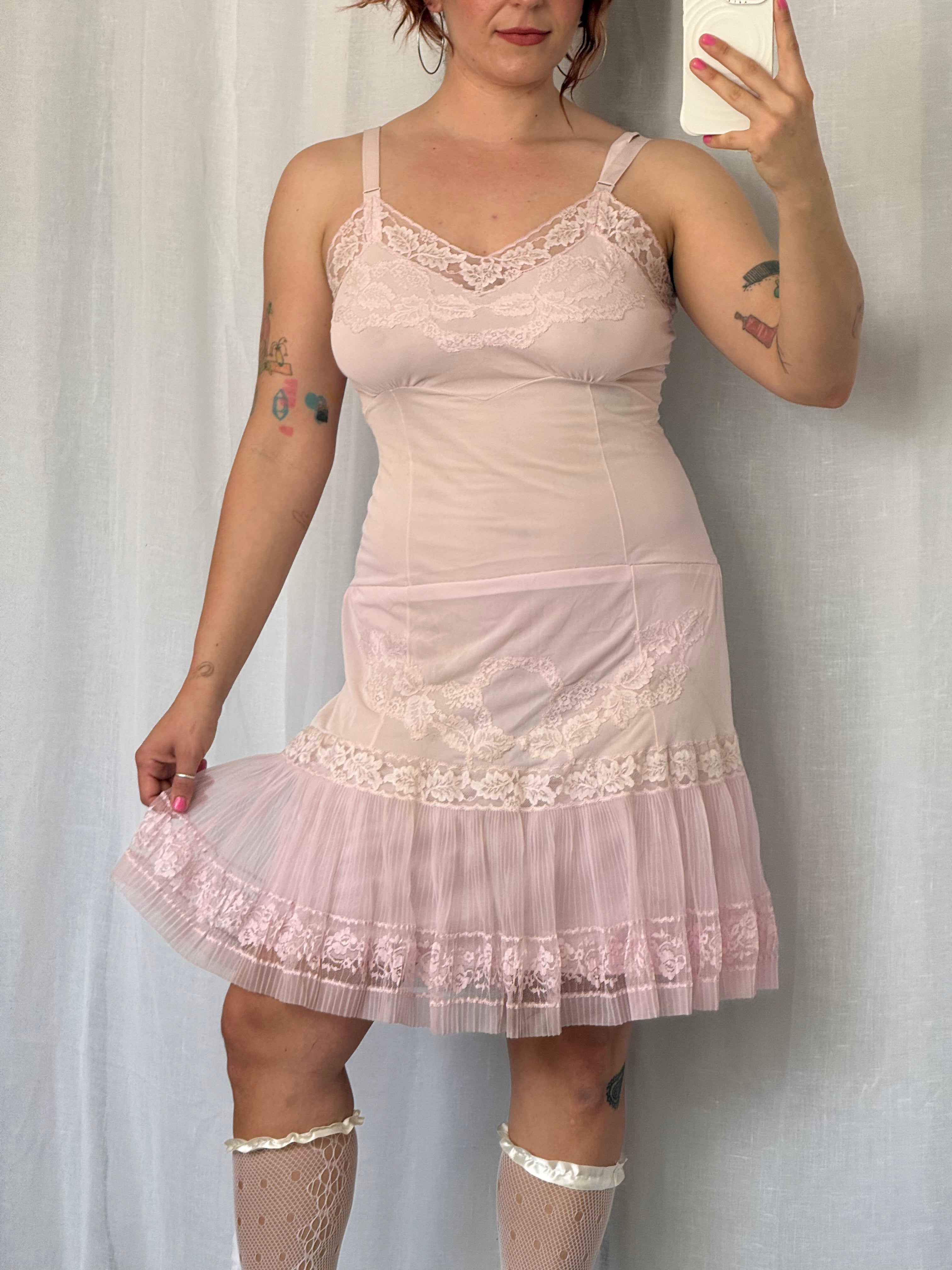 ౨ৎ vintage blush pink lace slip dress ⋆
