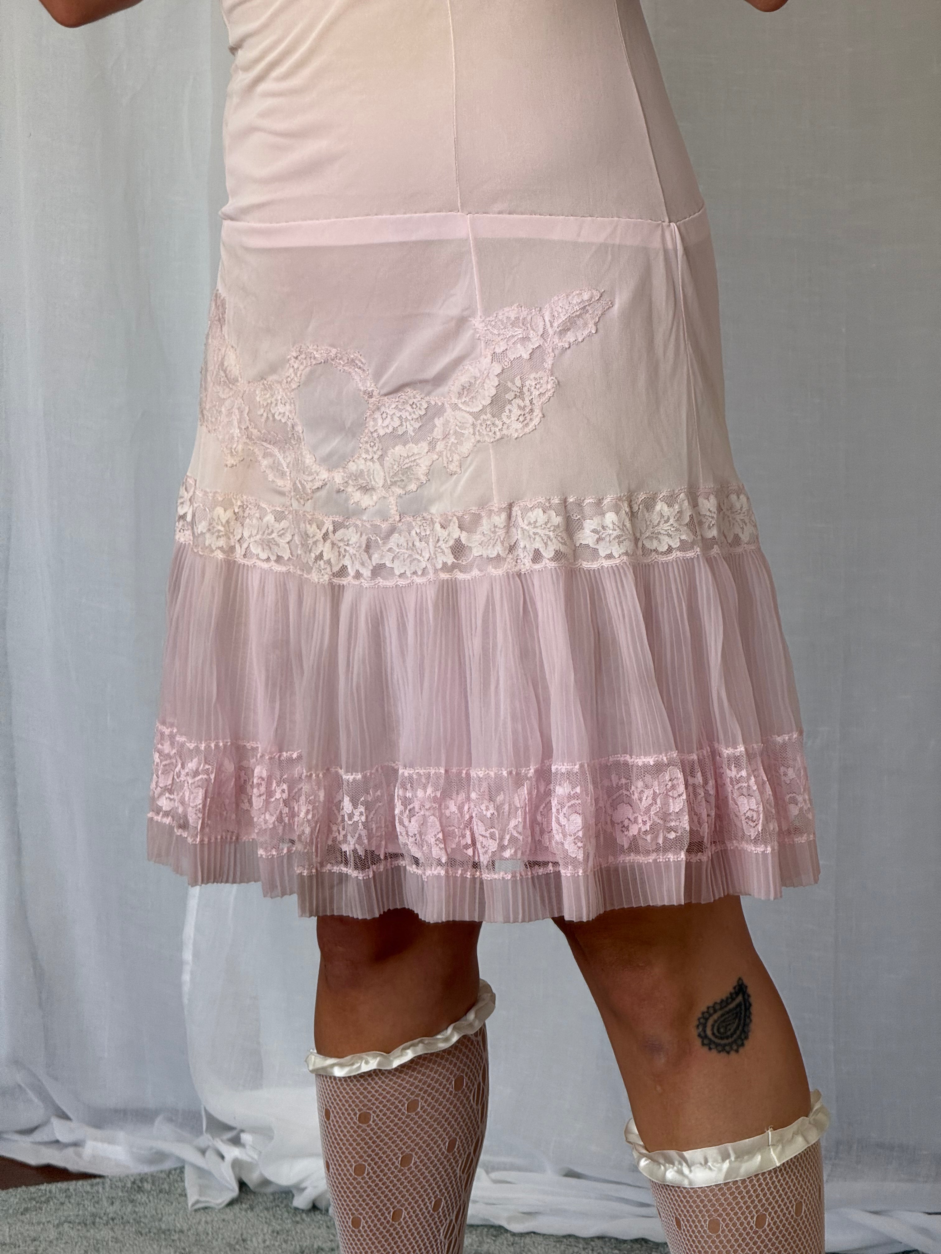 ౨ৎ vintage blush pink lace slip dress ⋆