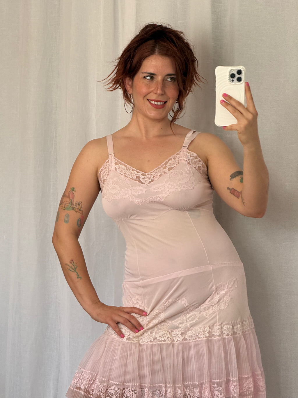 ౨ৎ vintage blush pink lace slip dress ⋆