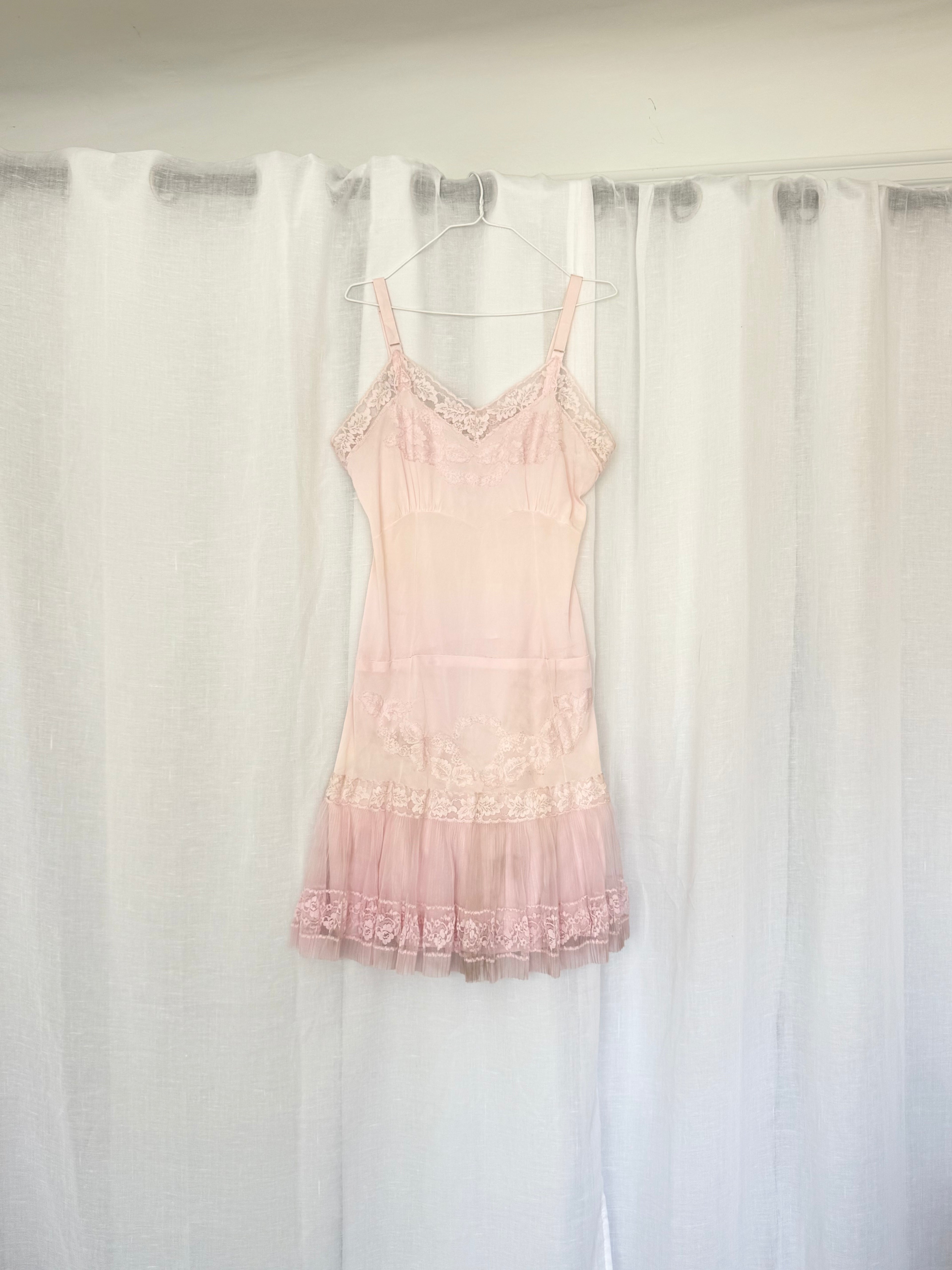 ౨ৎ vintage blush pink lace slip dress ⋆