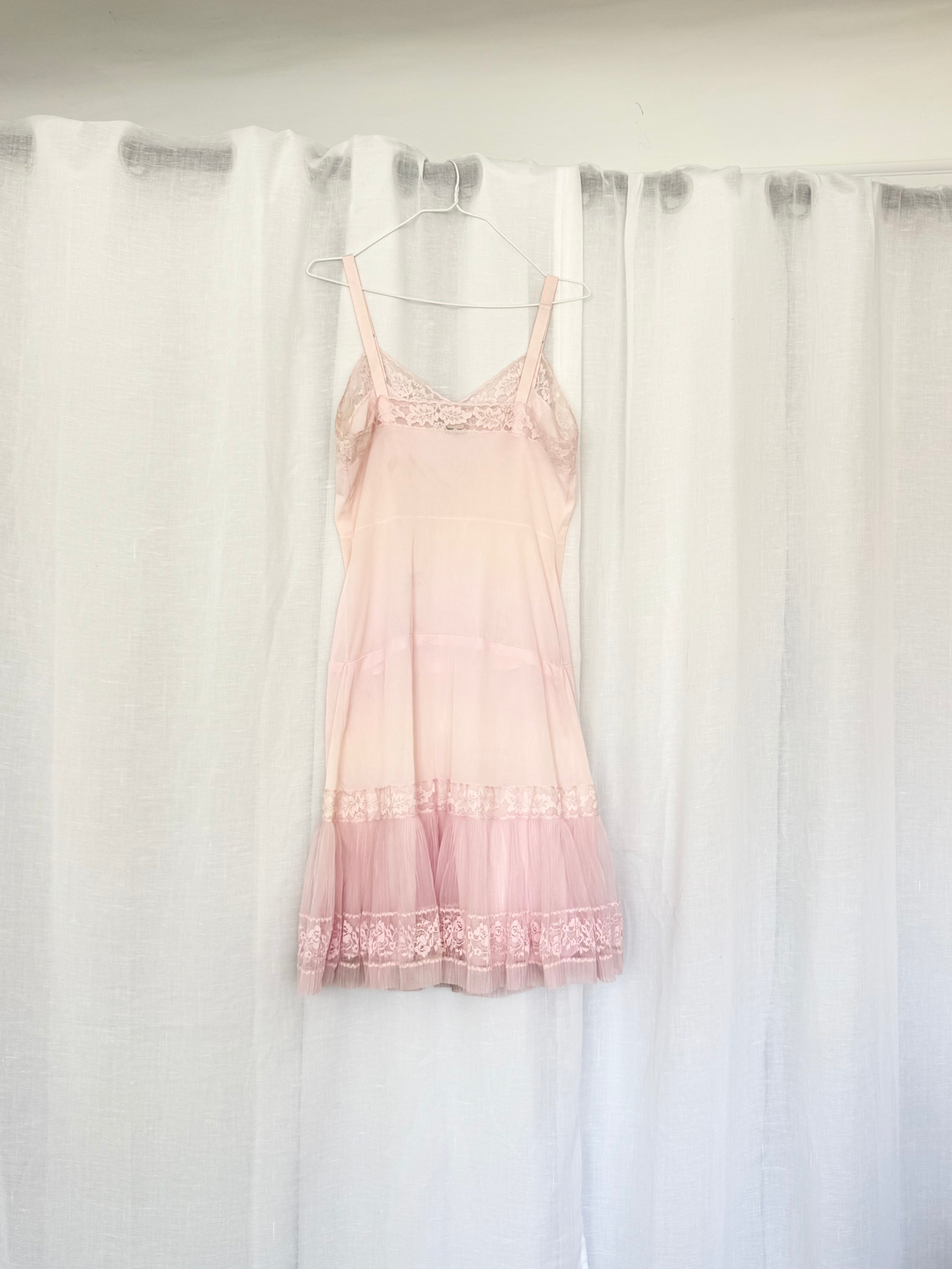 ౨ৎ vintage blush pink lace slip dress ⋆