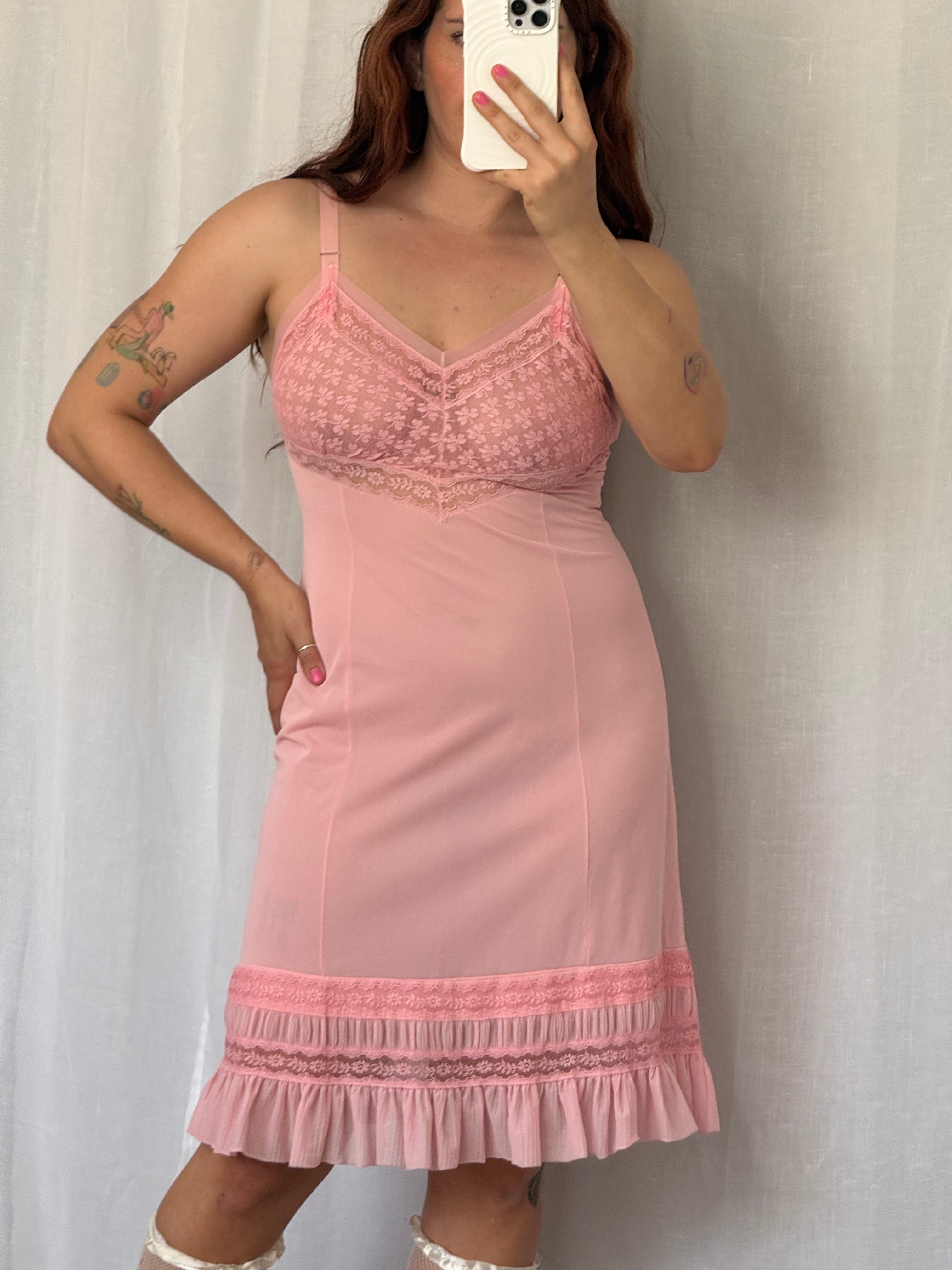 ✿ rare pink lace topform slip dress ✿