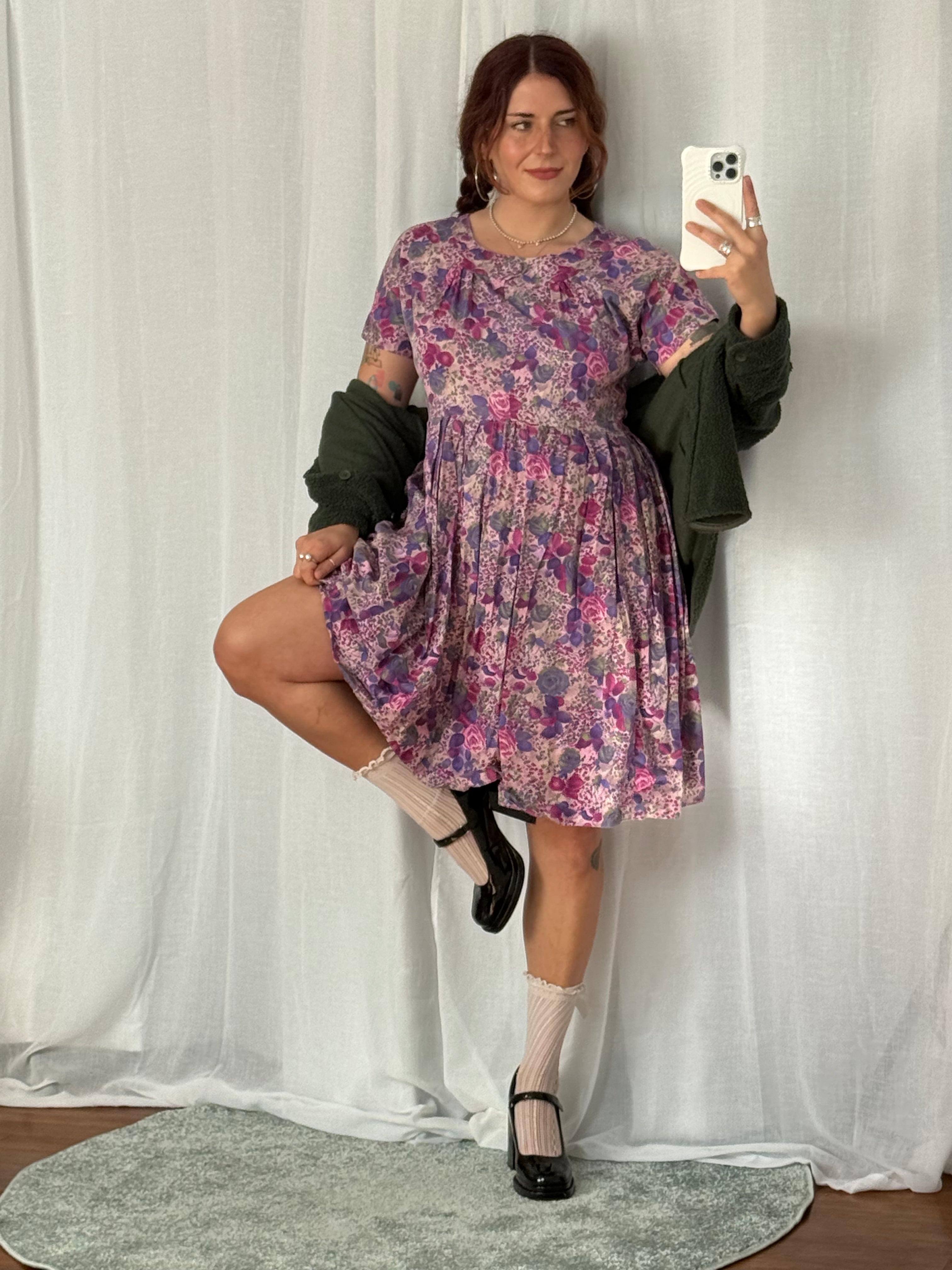 ✿ vintage cotton floral midi dress ✿