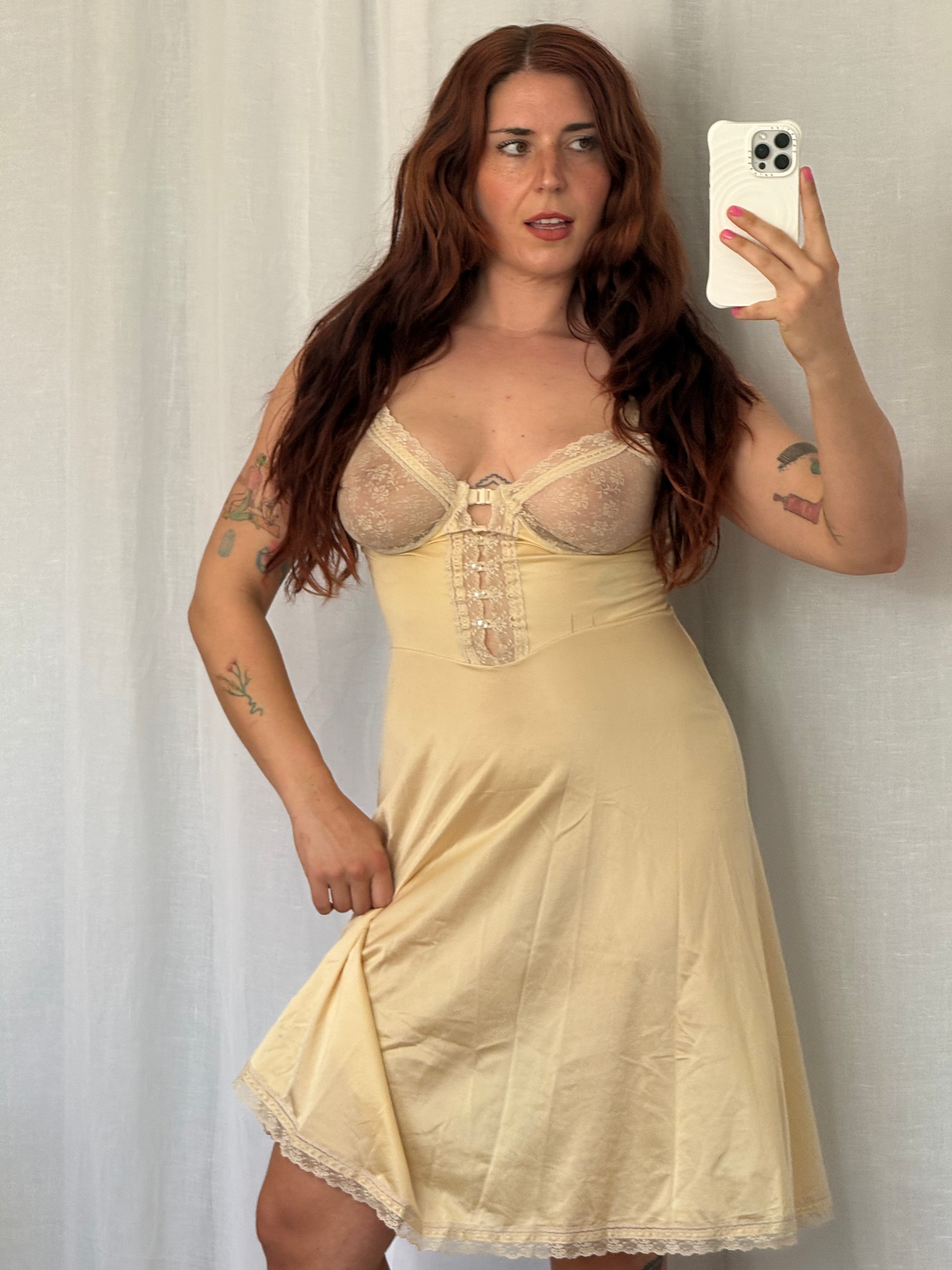 ✧ rare vintage lace underwire slip dress ✧