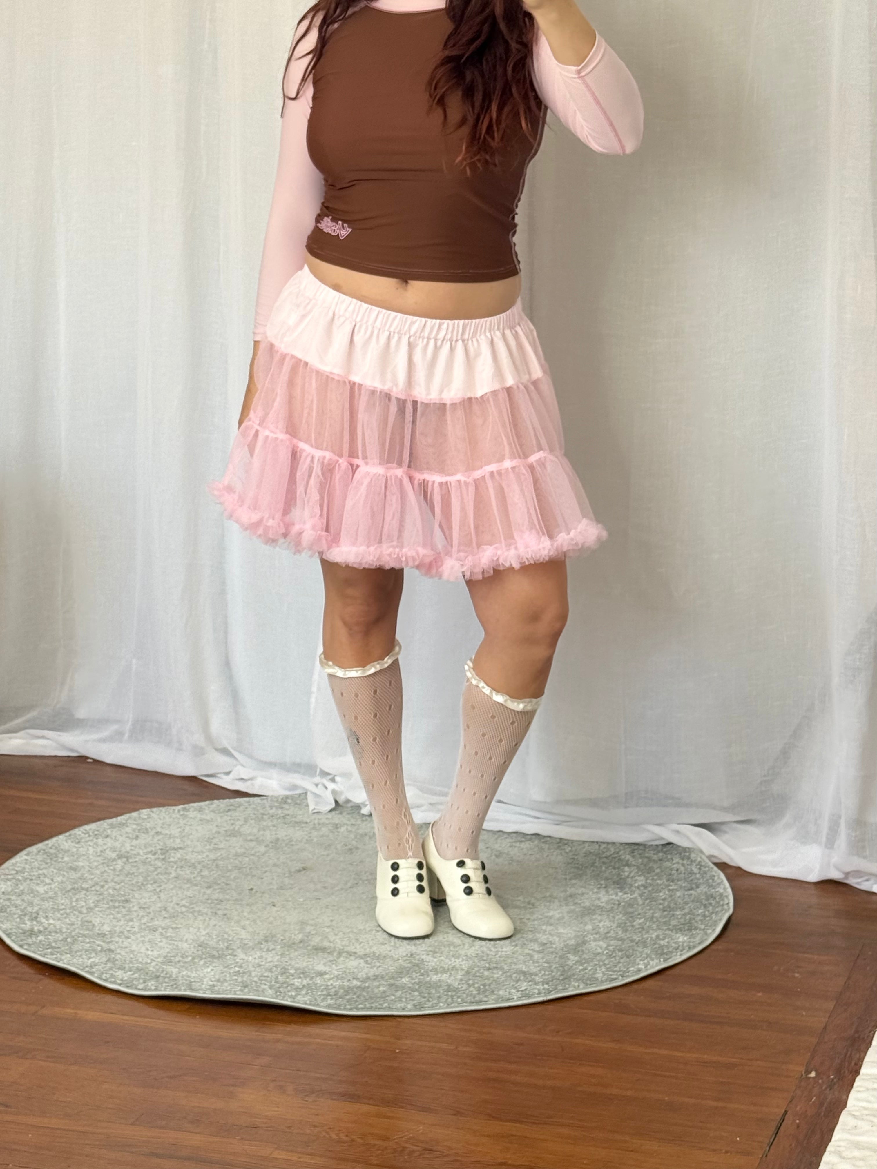 ✦ pink layered tutu mini skirt