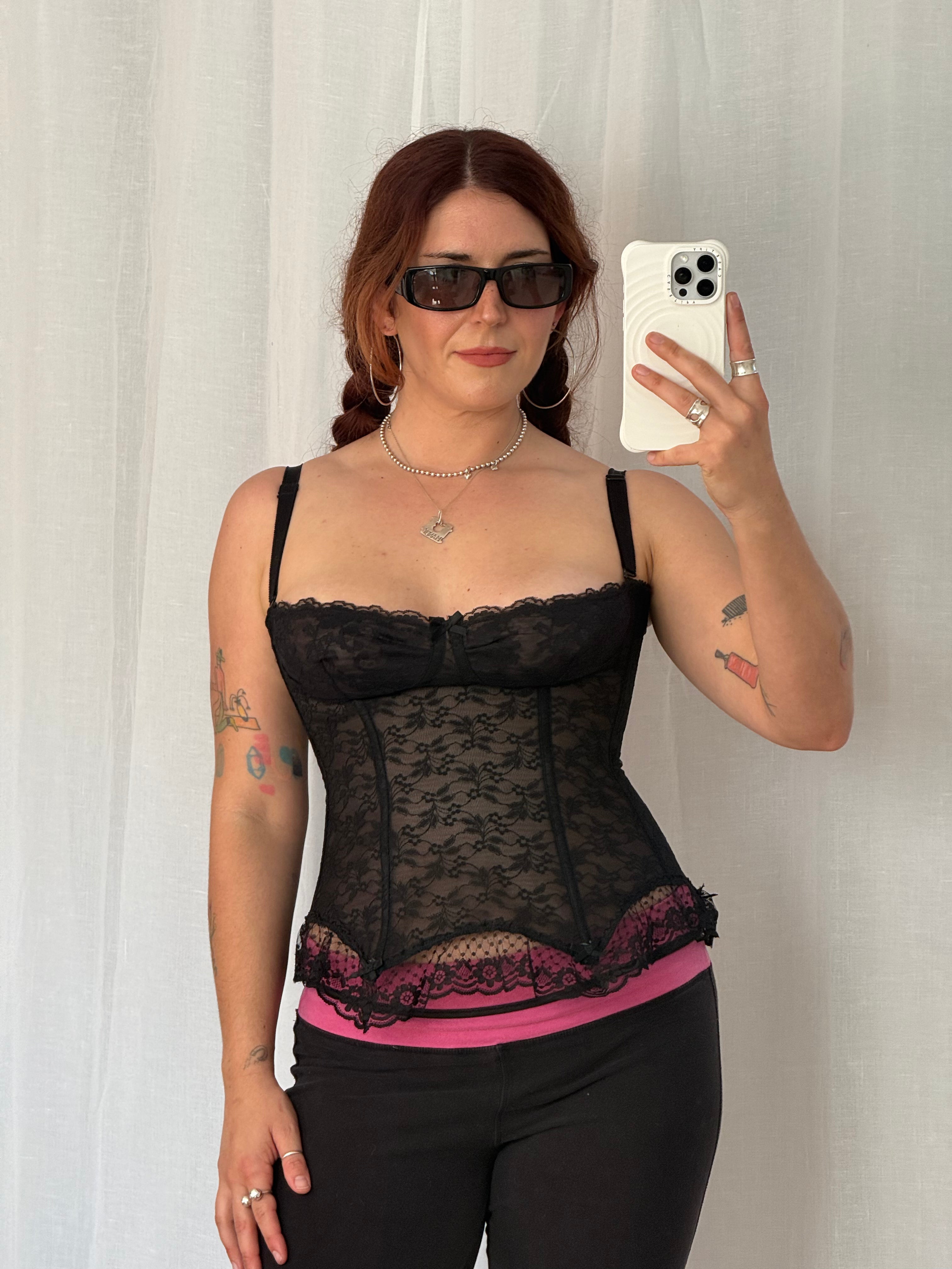 🖤 y2k black lace corset top 🖤