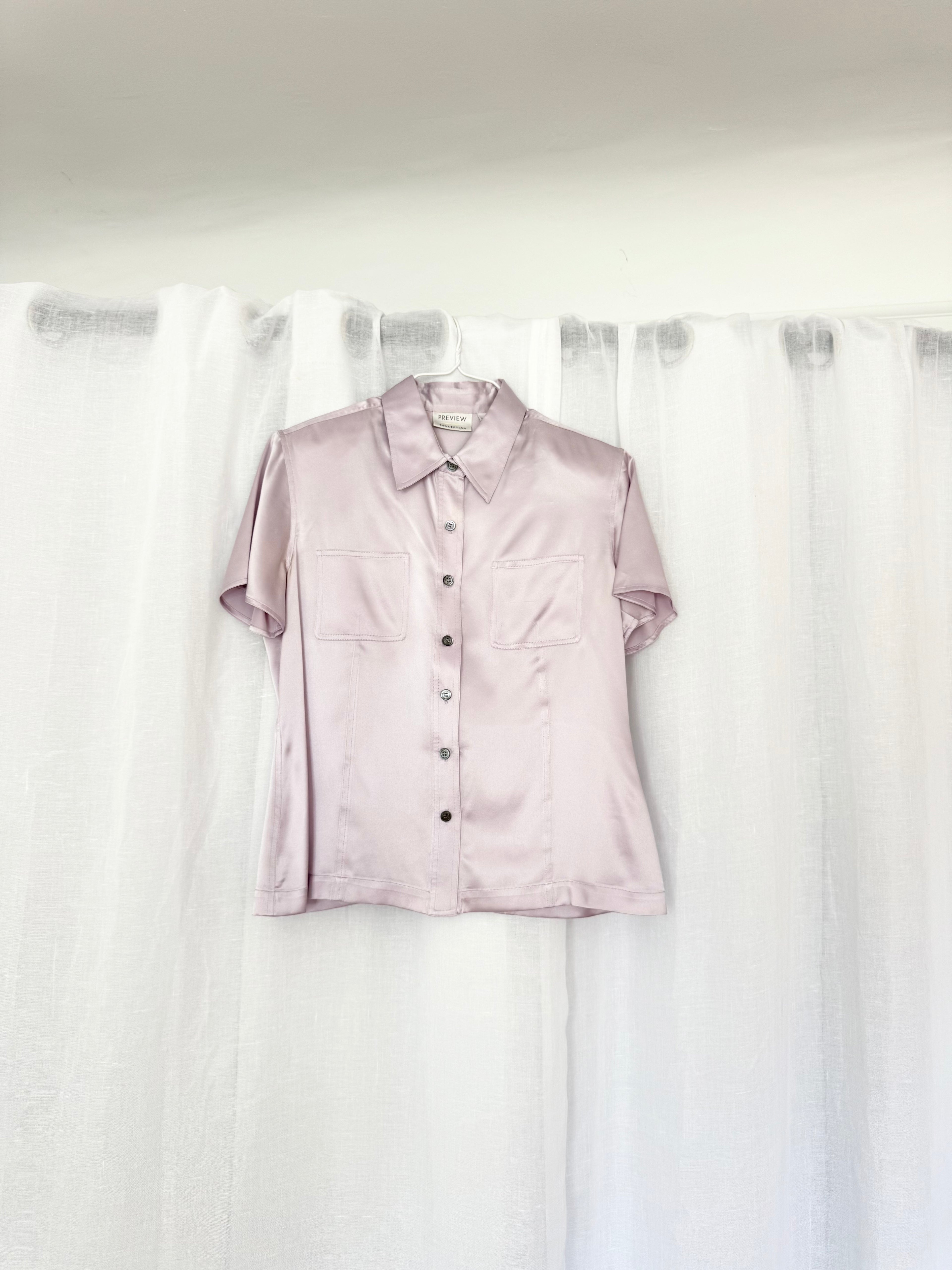 ✦ Y2K lilac silk button up
