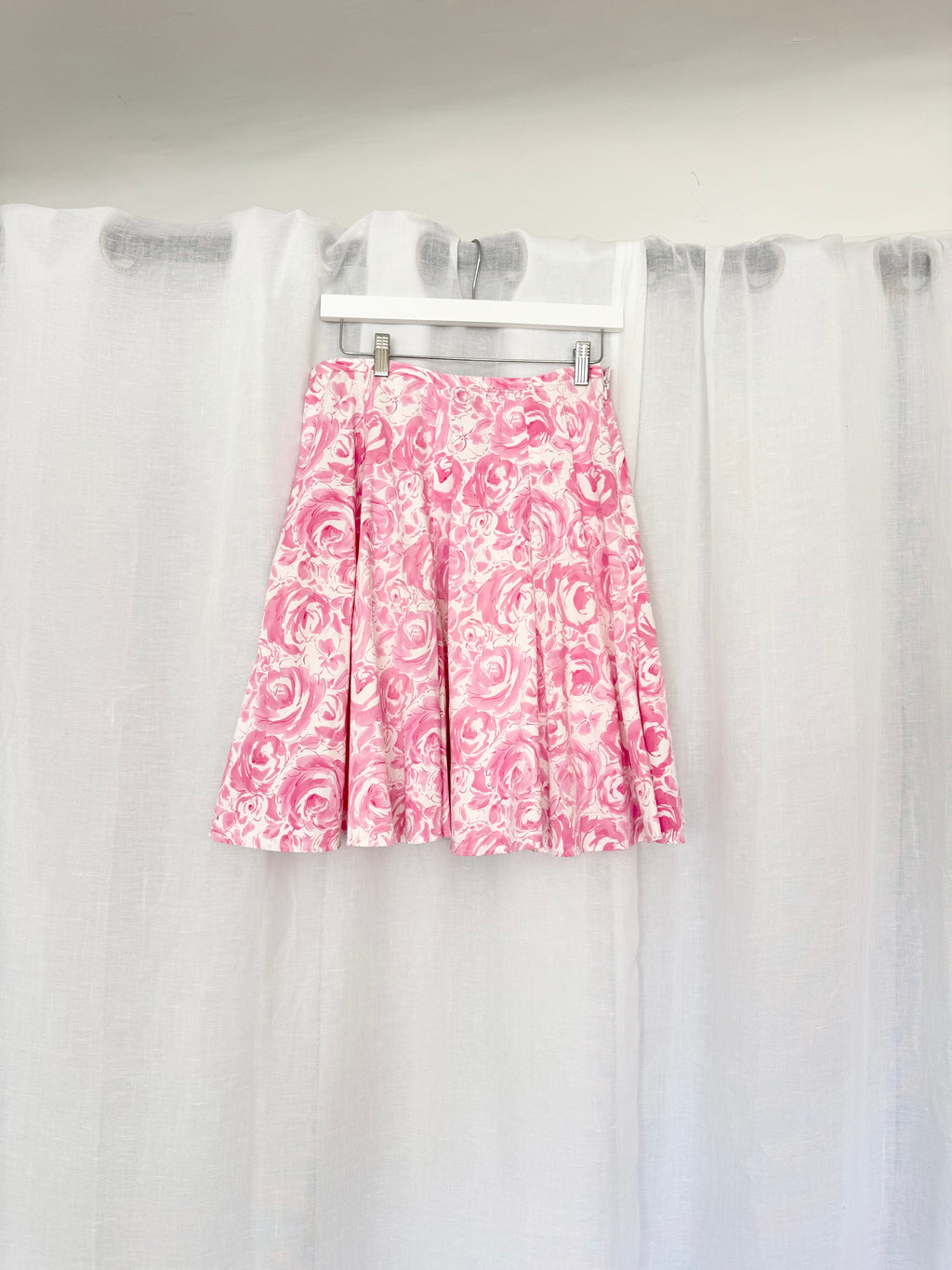 ✿ pink rose cotton midi skirt
