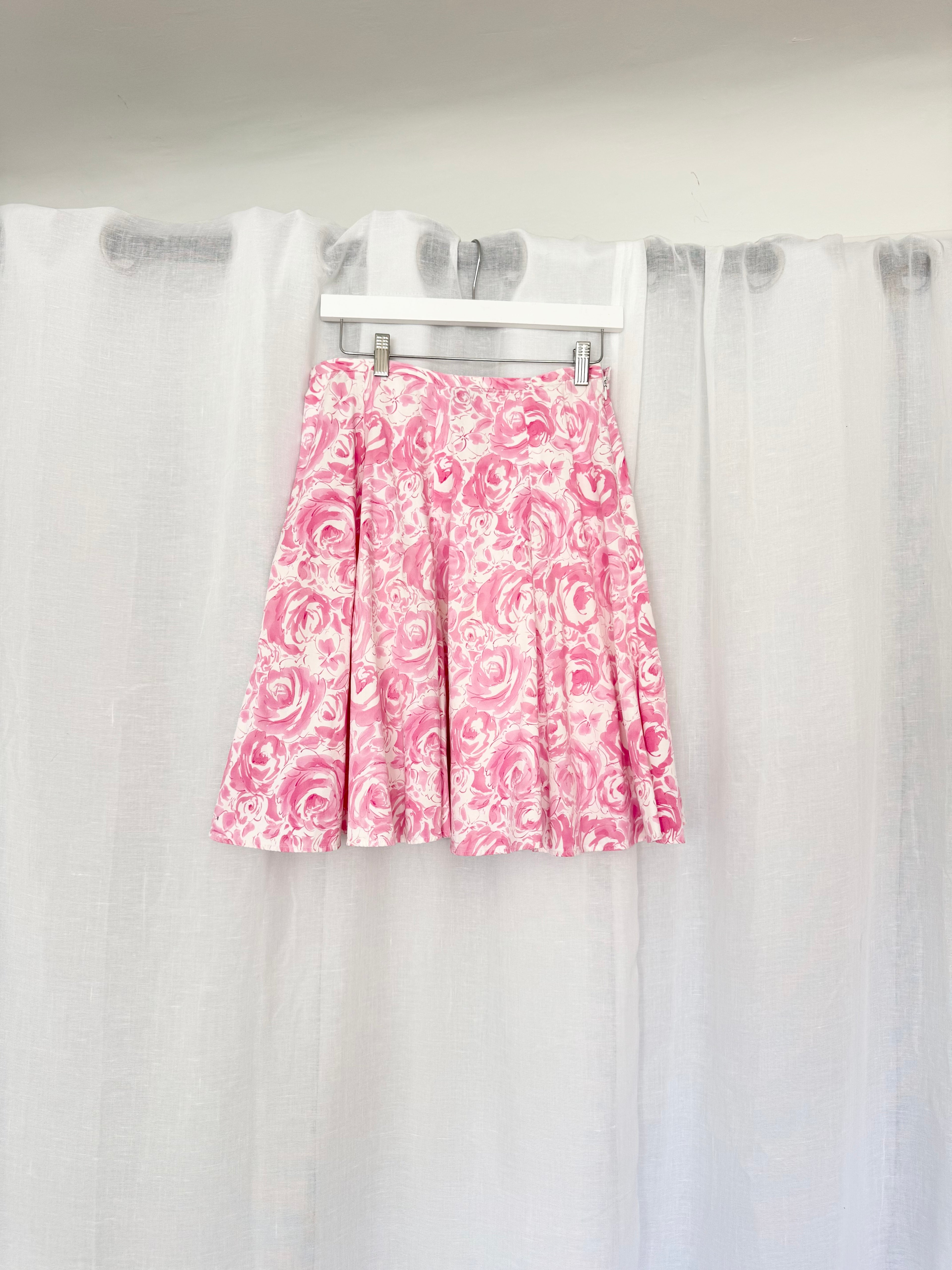 ✿ pink rose cotton midi skirt