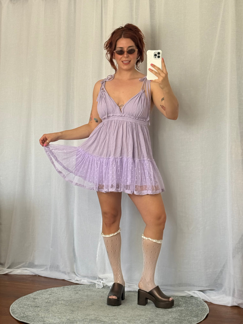 ✿ lavender babydoll mini dress