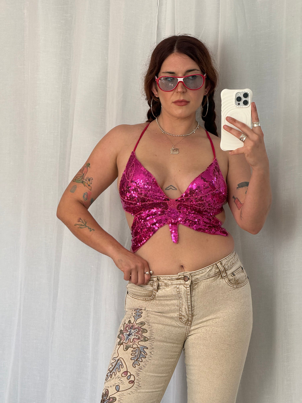 💖✨ pink sequin butterfly tie top ✨💖