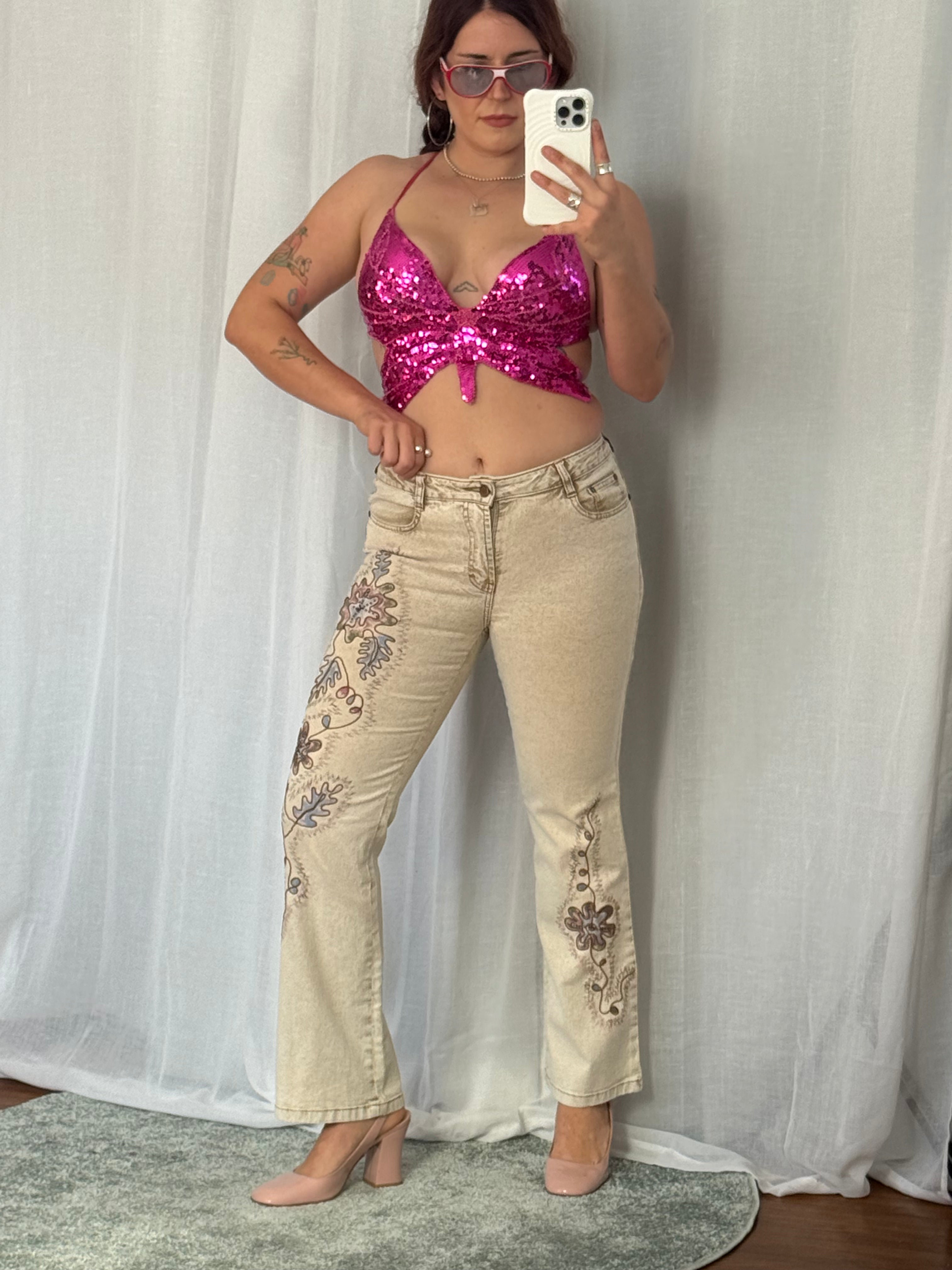 ✿⋆ 90s painted low-rise bootcut jeans (30") ⋆✿