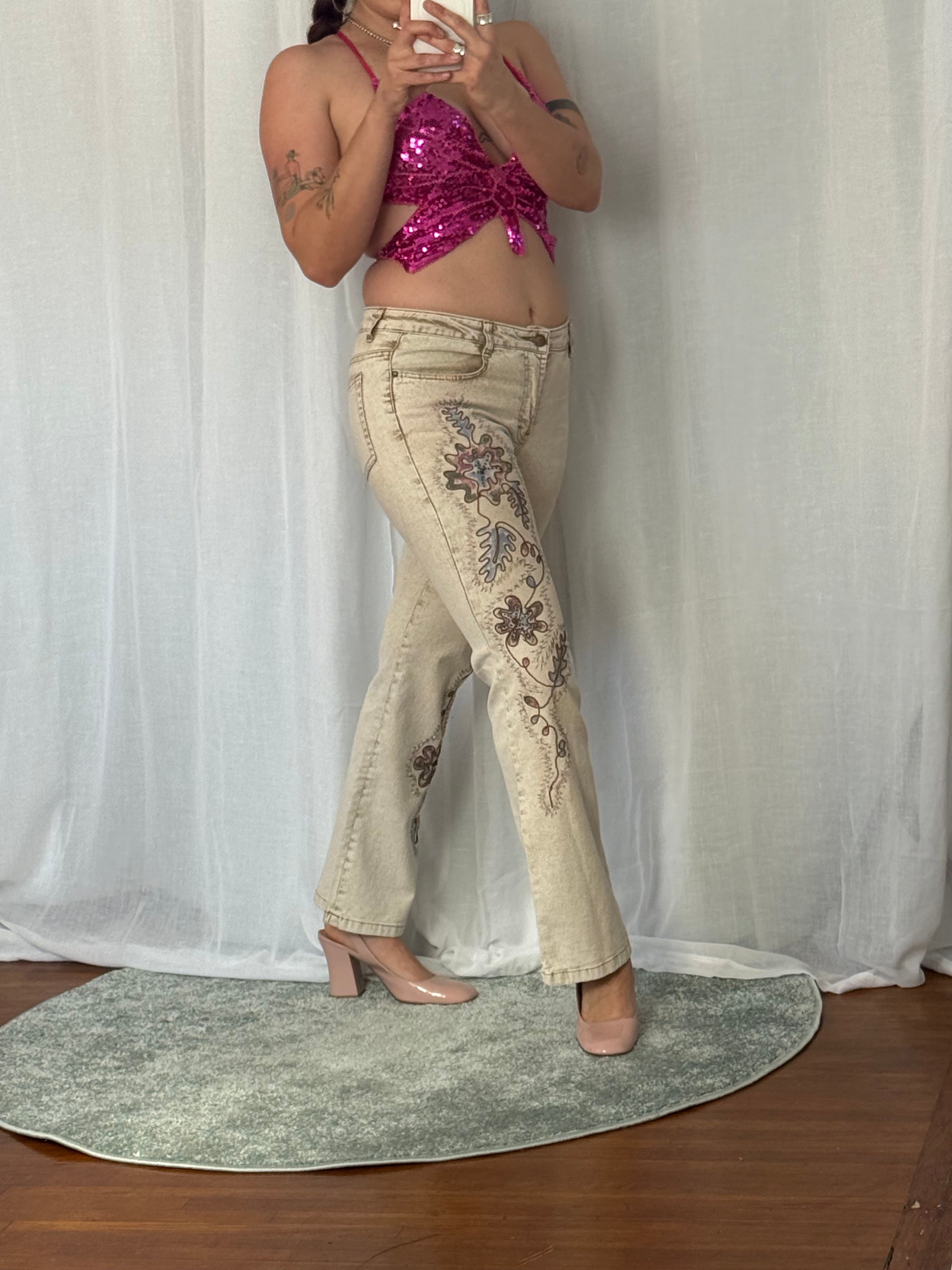 ✿⋆ 90s painted low-rise bootcut jeans (30") ⋆✿