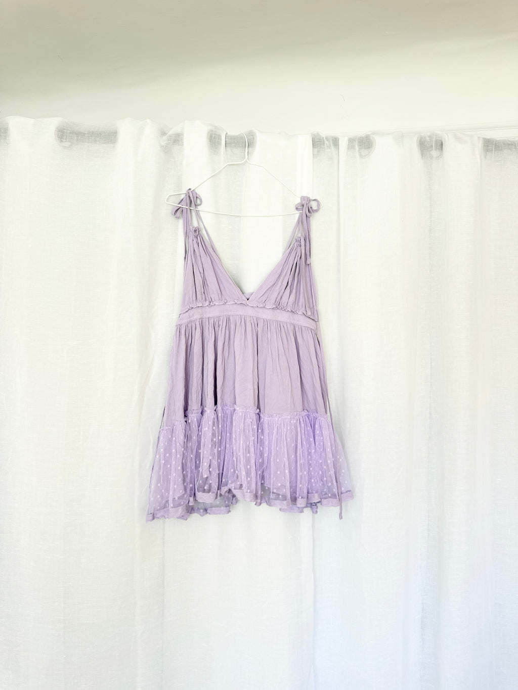 ✿ lavender babydoll mini dress