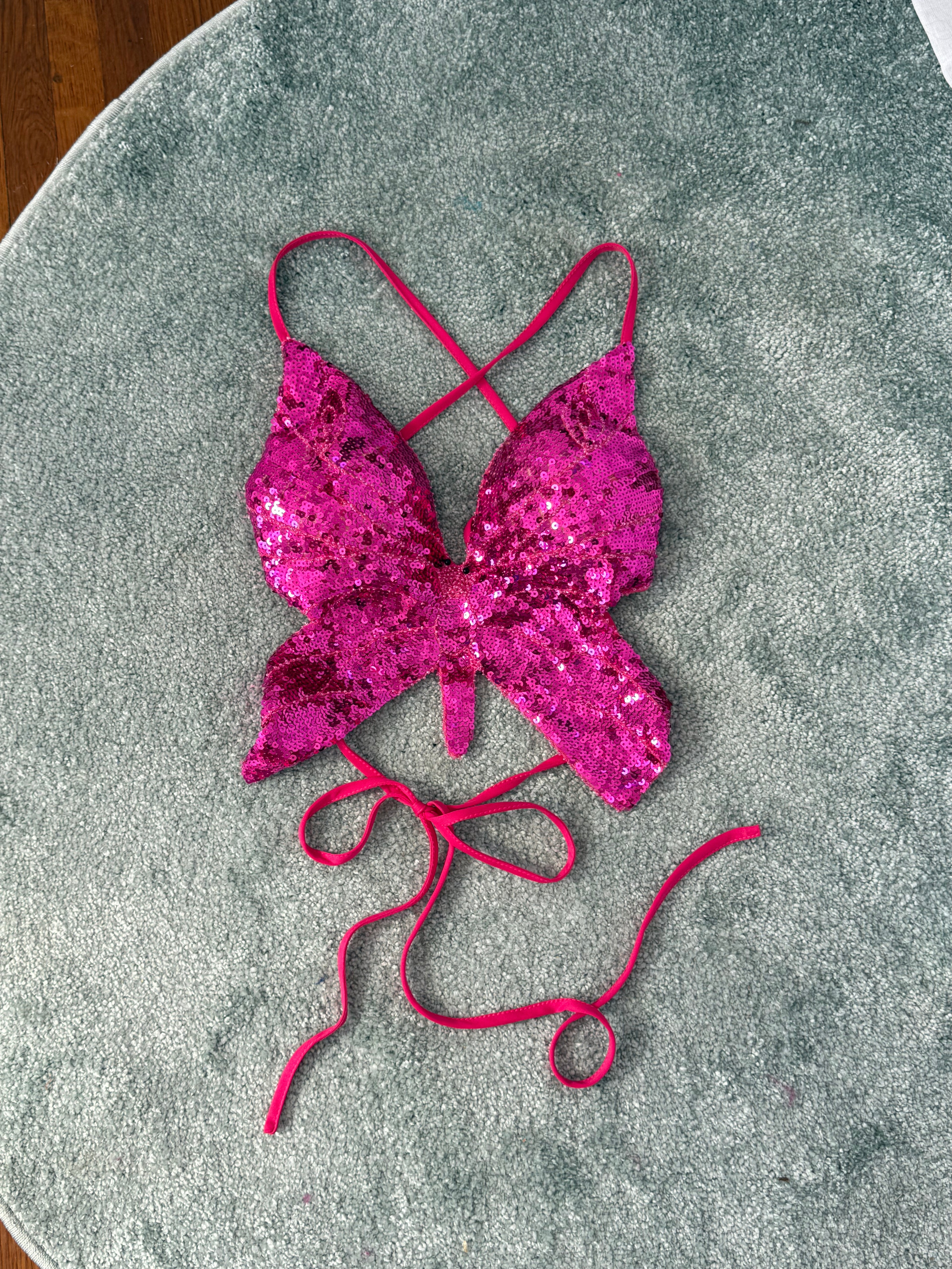 💖✨ pink sequin butterfly tie top ✨💖