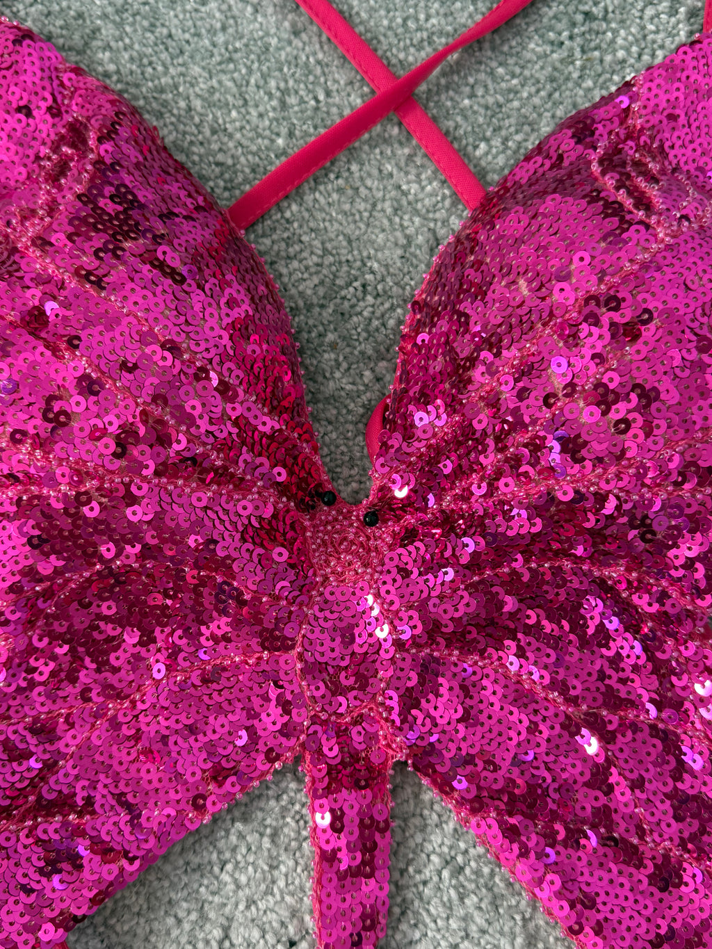 💖✨ pink sequin butterfly tie top ✨💖