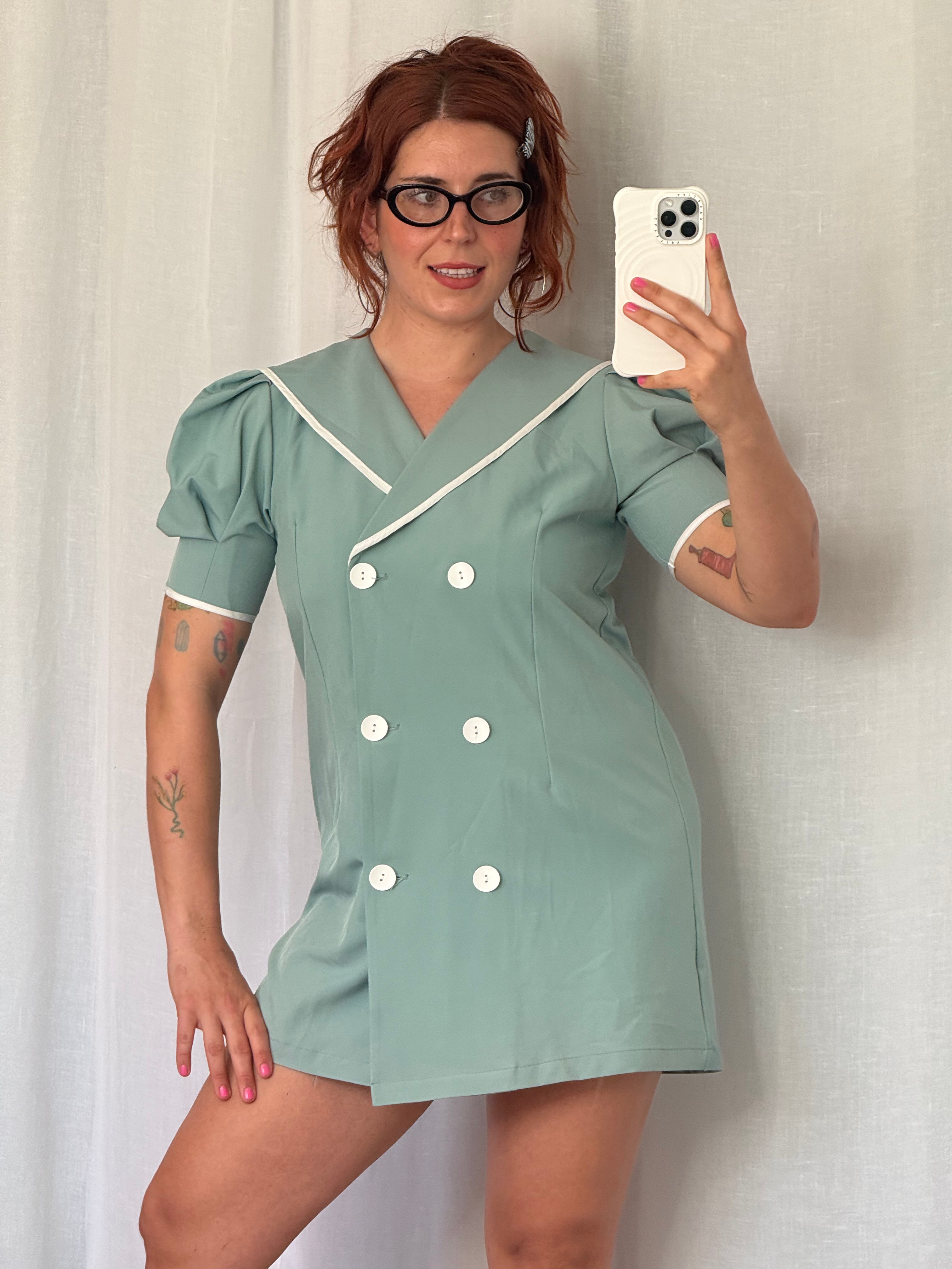 ✦ Mint sailor babydoll mini dress