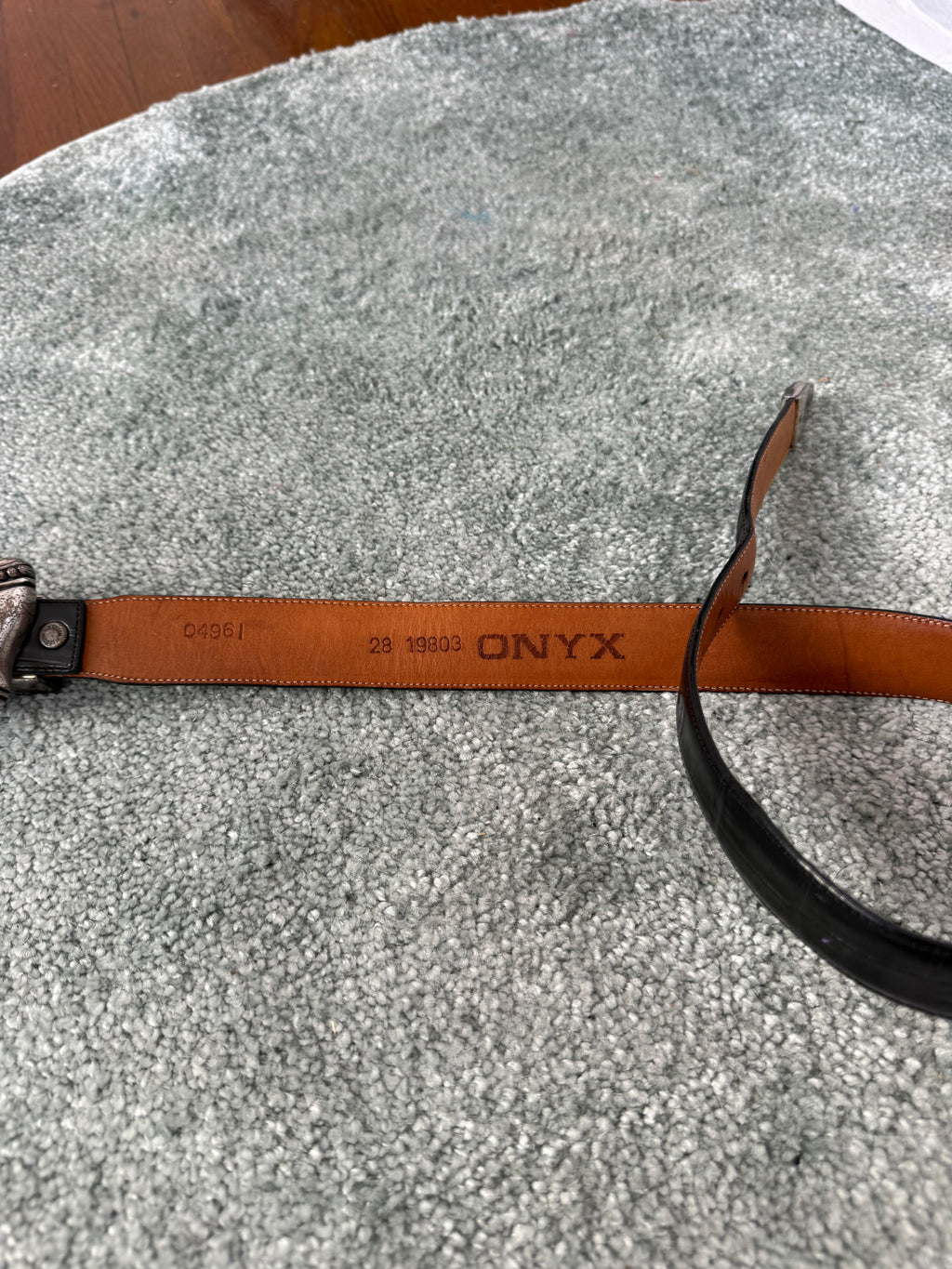 ✦ 𓆩⟡𓆪 black croc leather western belt ⟡𓆩✦  V