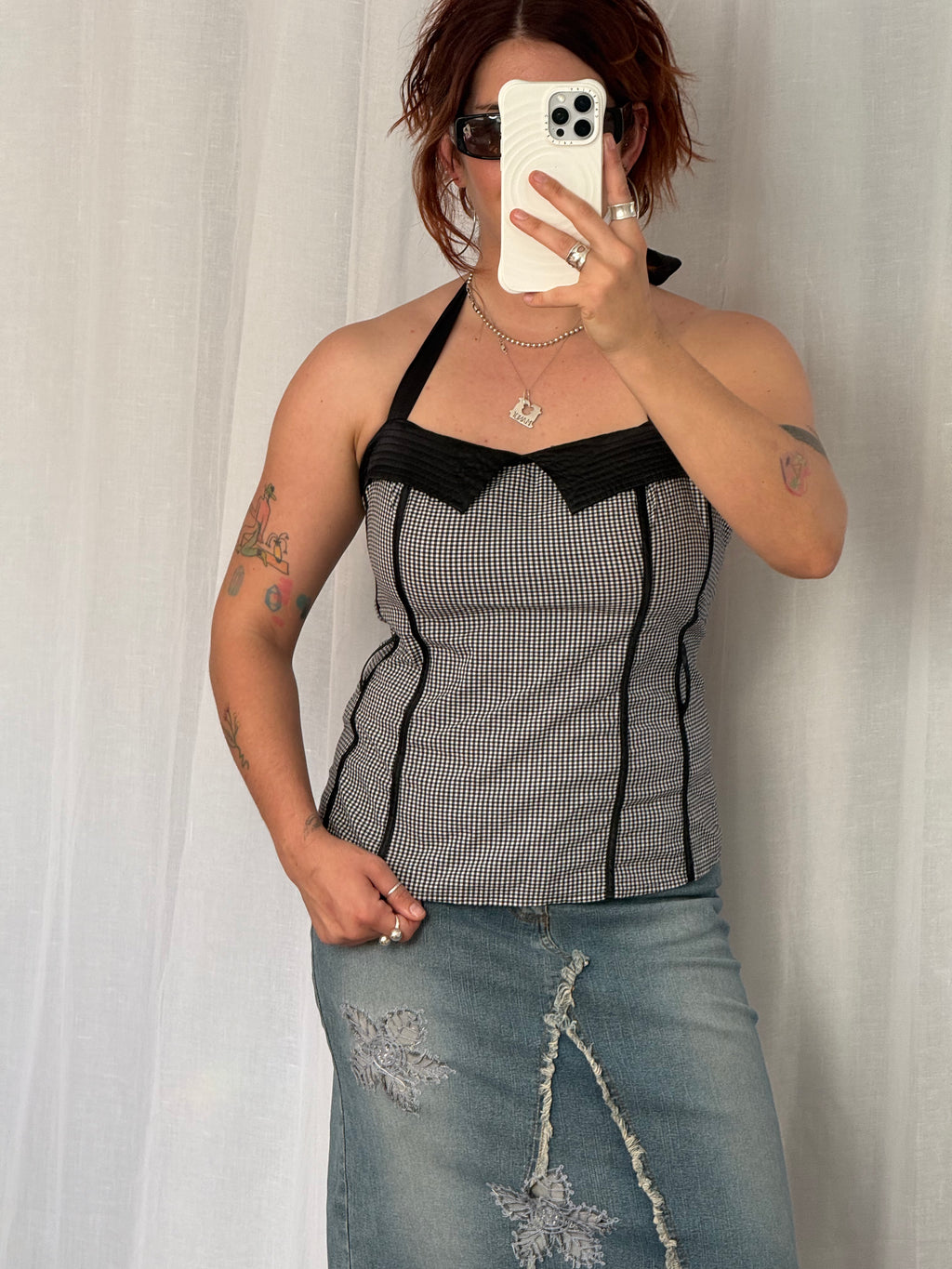 gingham halter top