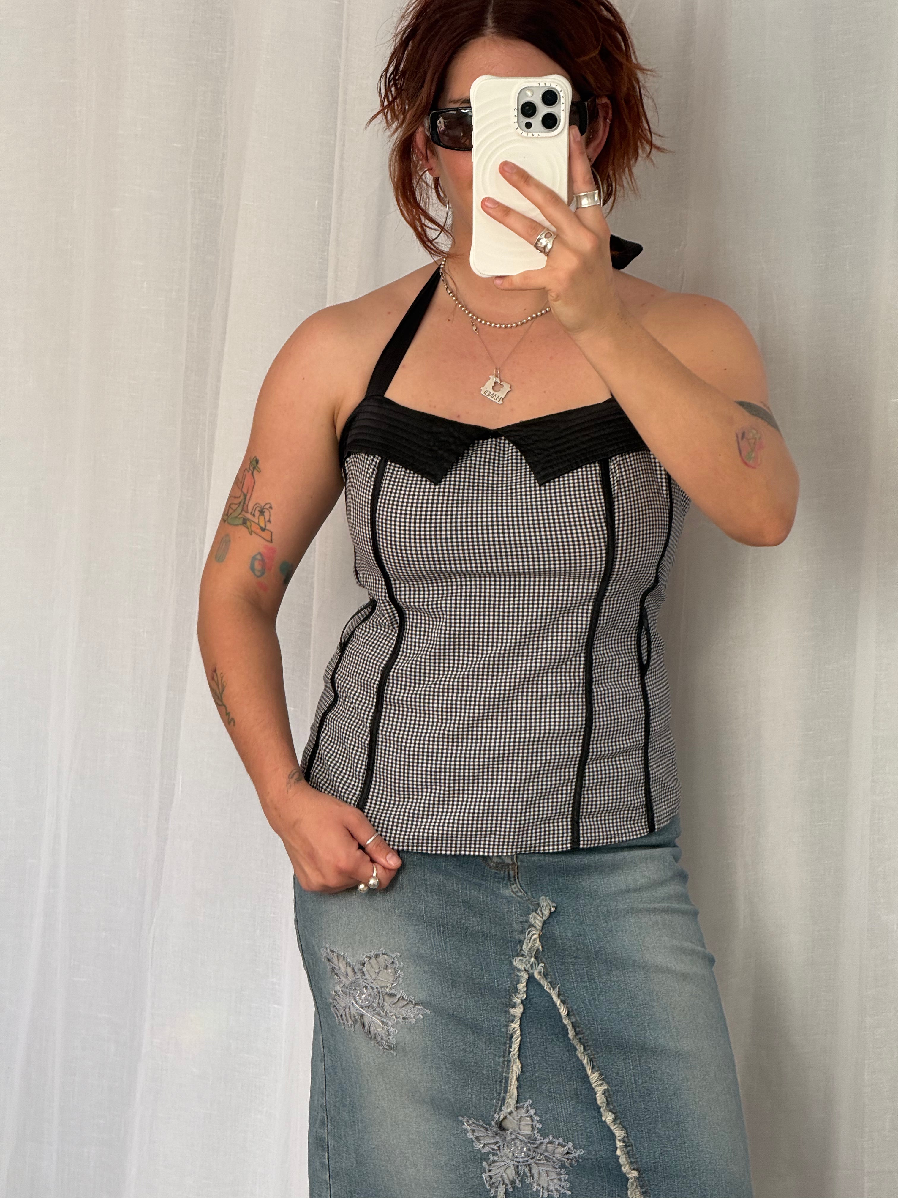 gingham halter top