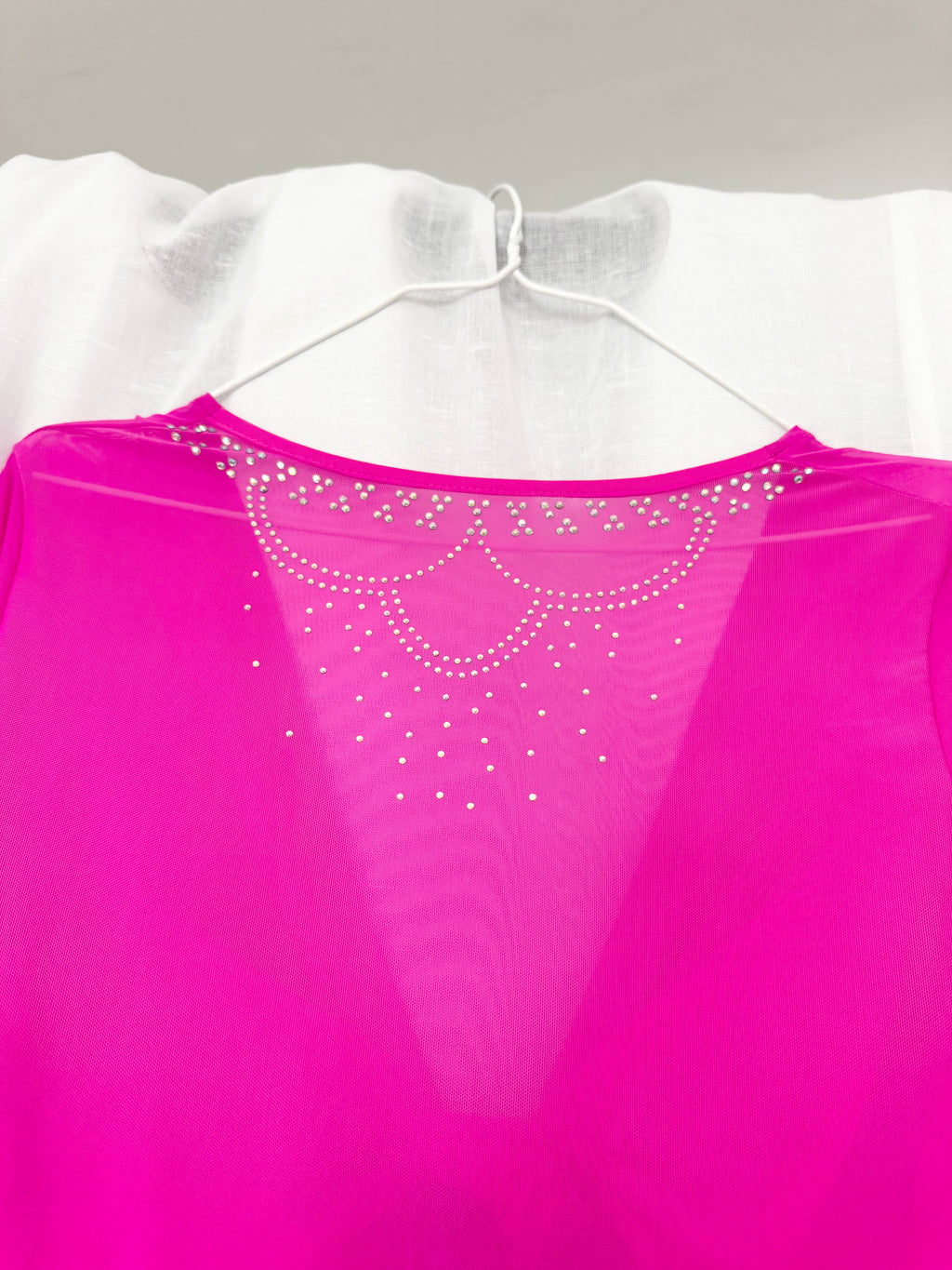✦ hot pink rhinestone mesh tie top ✧