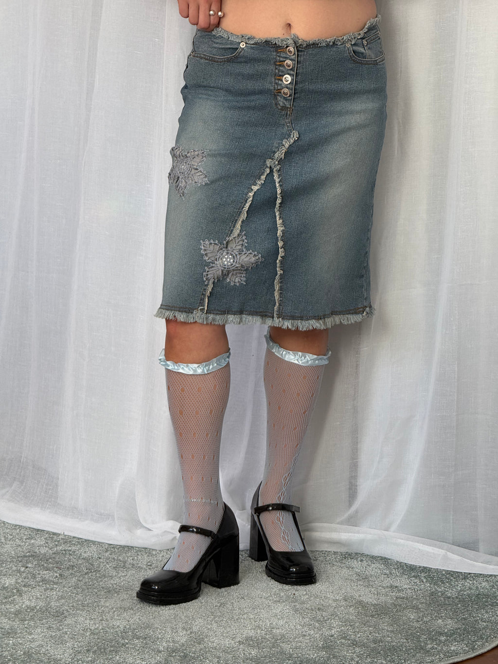 anchor blue denim skirt