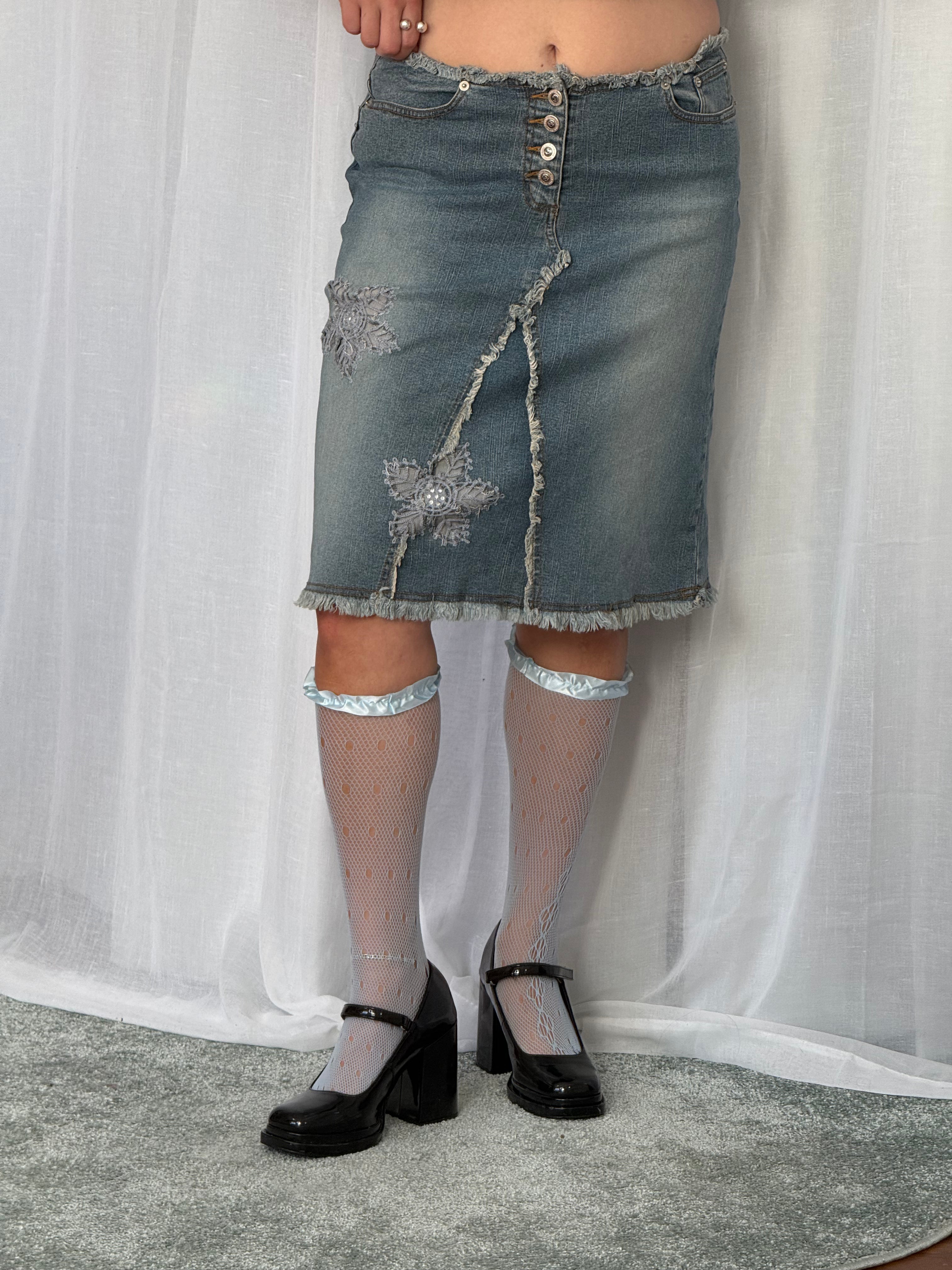 anchor blue denim skirt