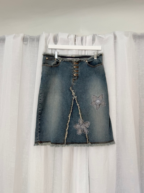 anchor blue denim skirt