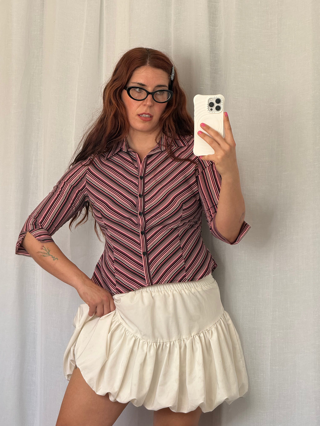 ✦ vintage white bubble mini skirt
