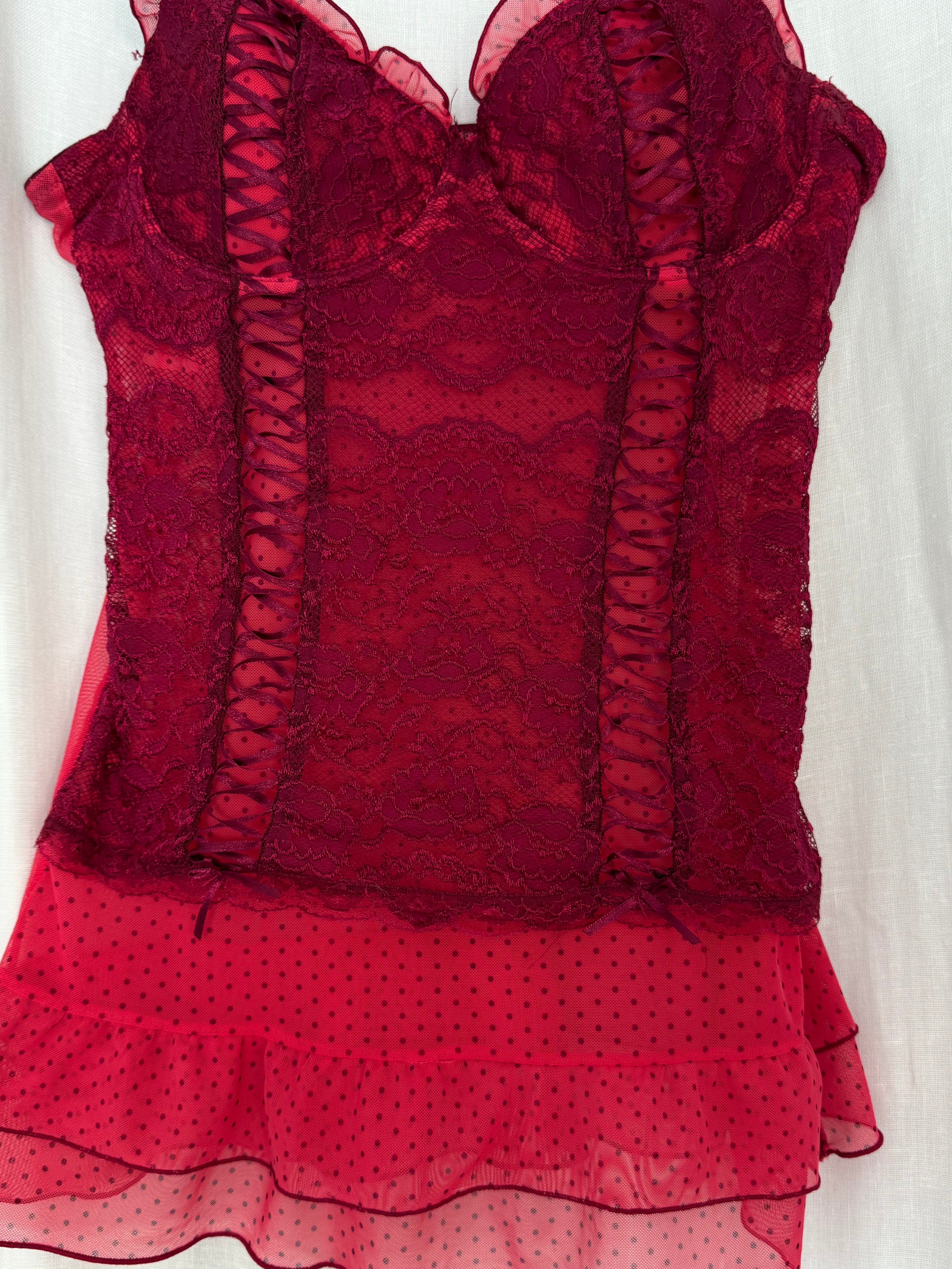 ✦ Vintage Y2K Lace &amp; Mesh Lingerie Slip Dress ✦