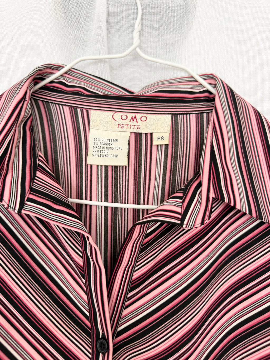 ✦ pink stripe y2k office siren button up