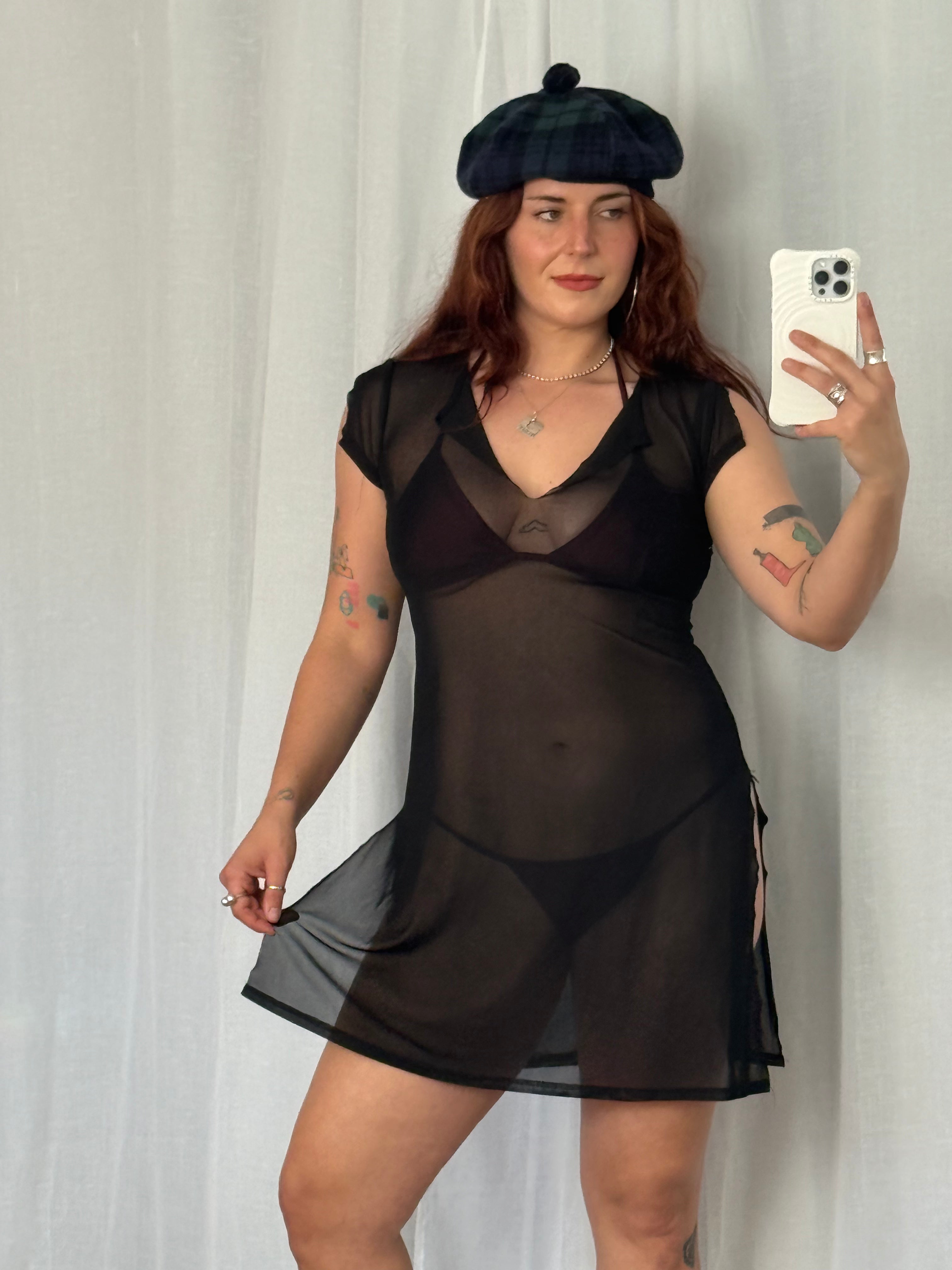 ✶ sheer black mesh mini ✶