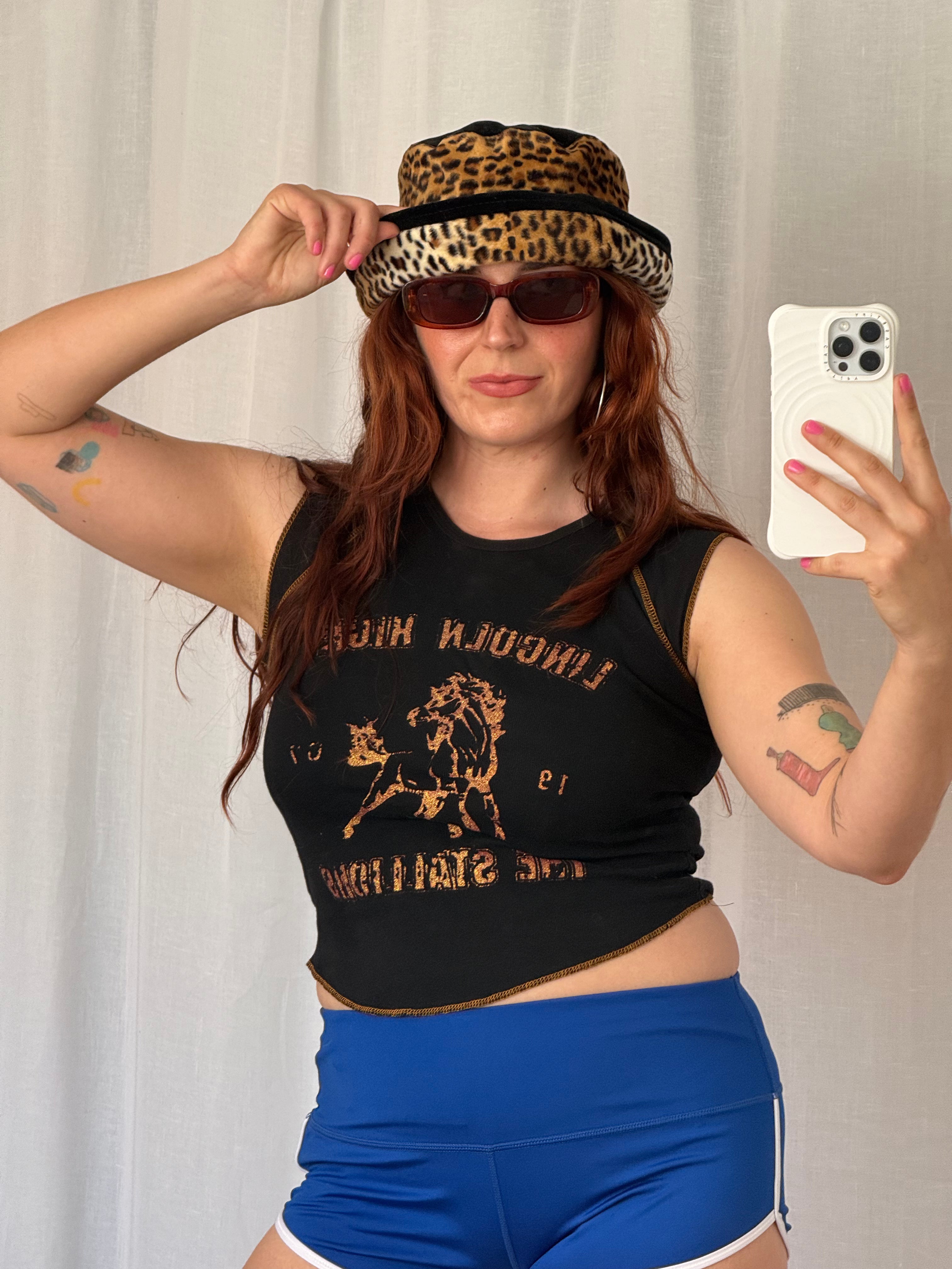 ✦ y2k faux fur velvet leopard bucket hat ✦