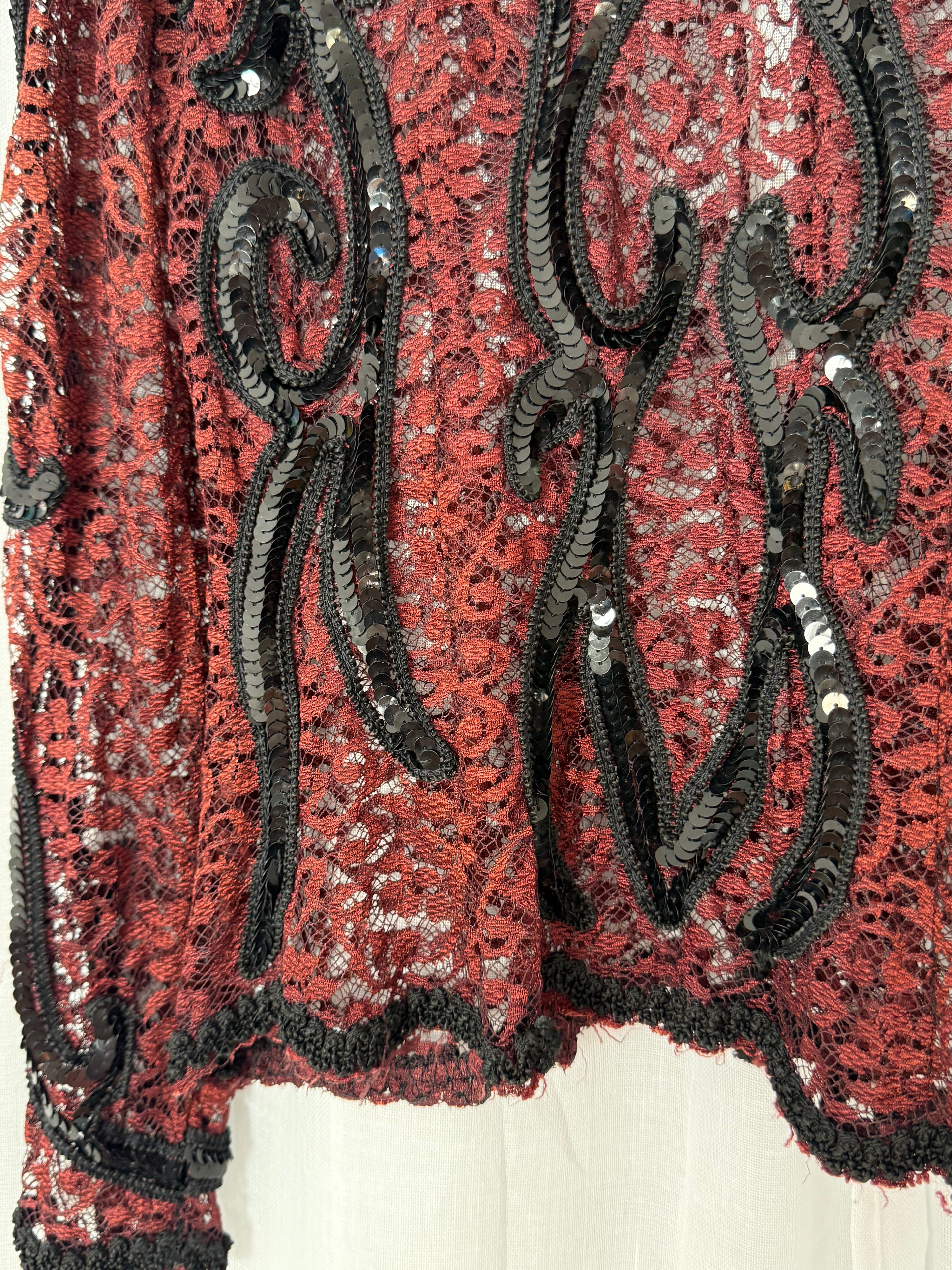 ✶ 𖤐 burgundy lace sequin top 𖤐 ✶
