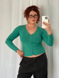 ❀ green button front knit cardigan ❀