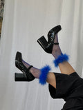 ✦ blue fuzzy fishnet ankle socks ✦