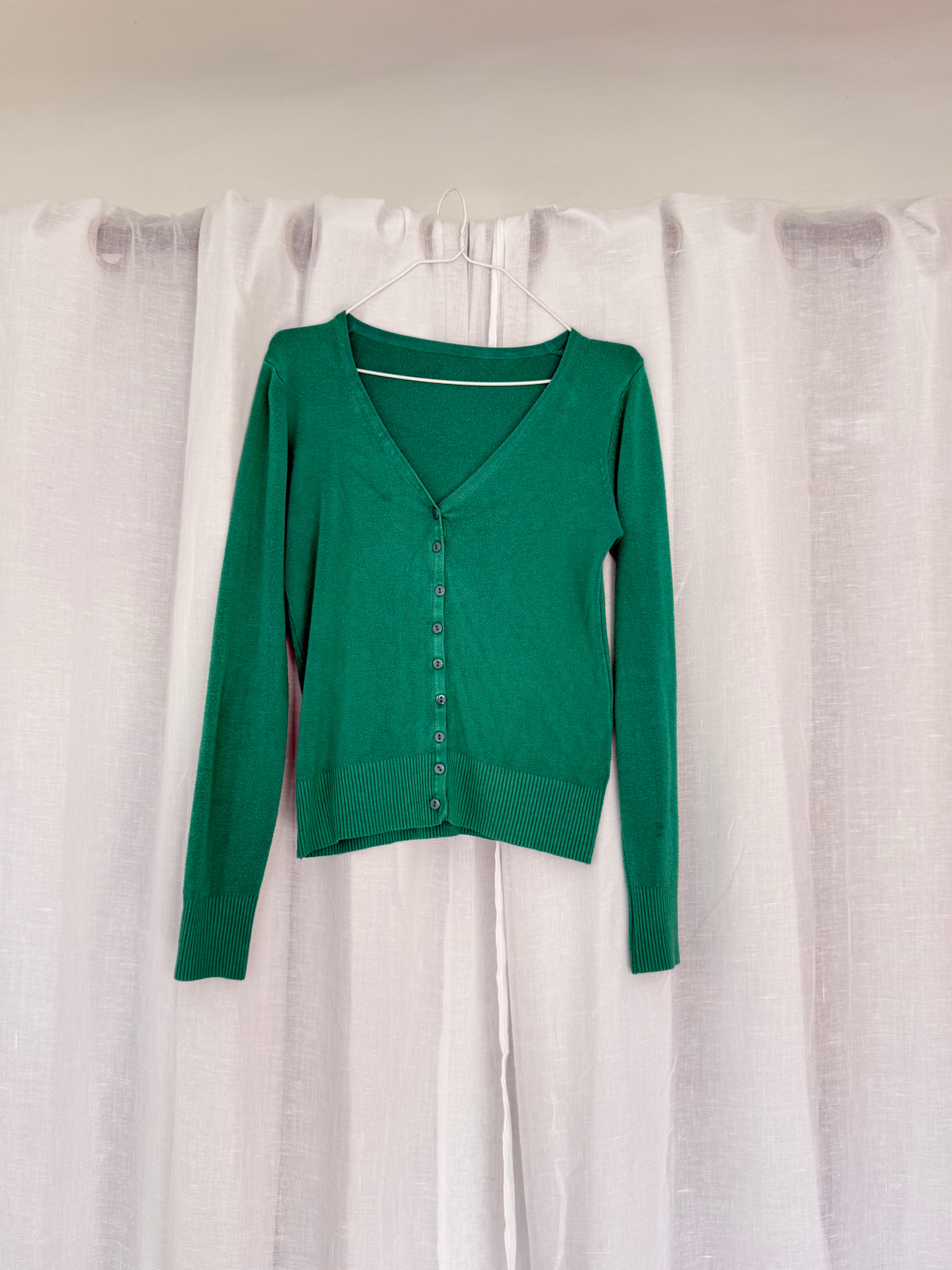 ❀ green button front knit cardigan ❀