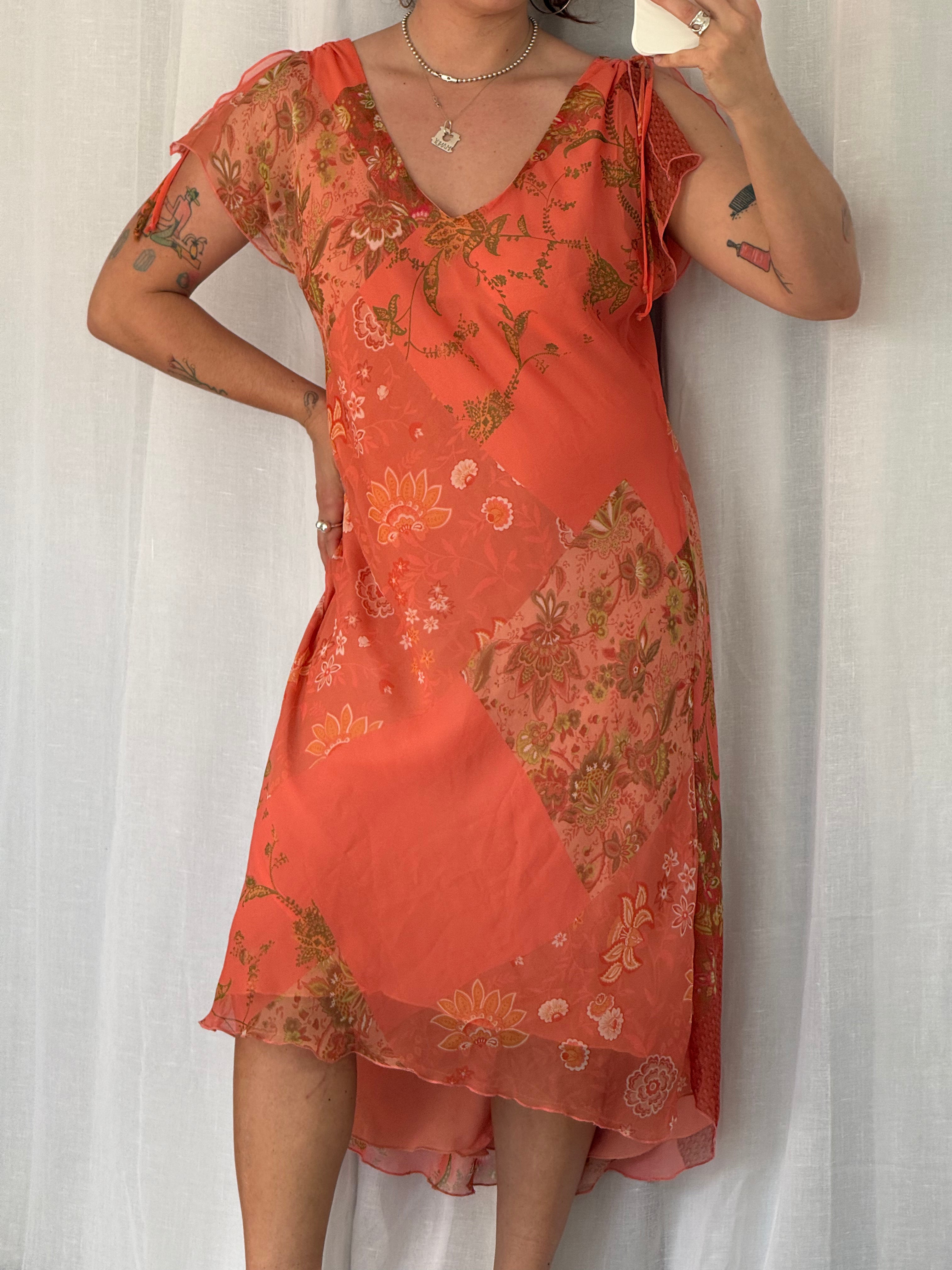 sheer floral midi dress