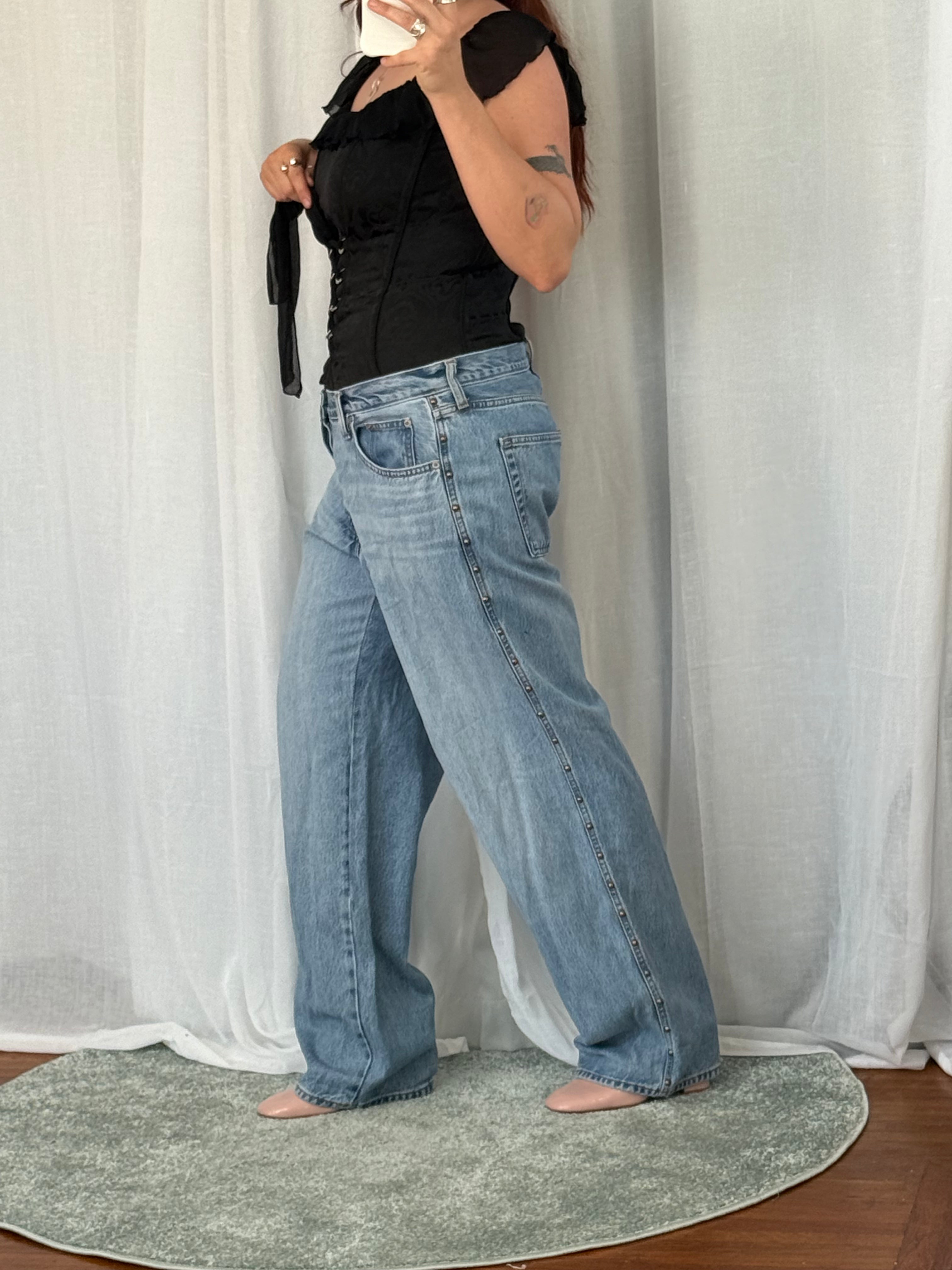 ⟡ ultra baggy studded denim jeans ⟡