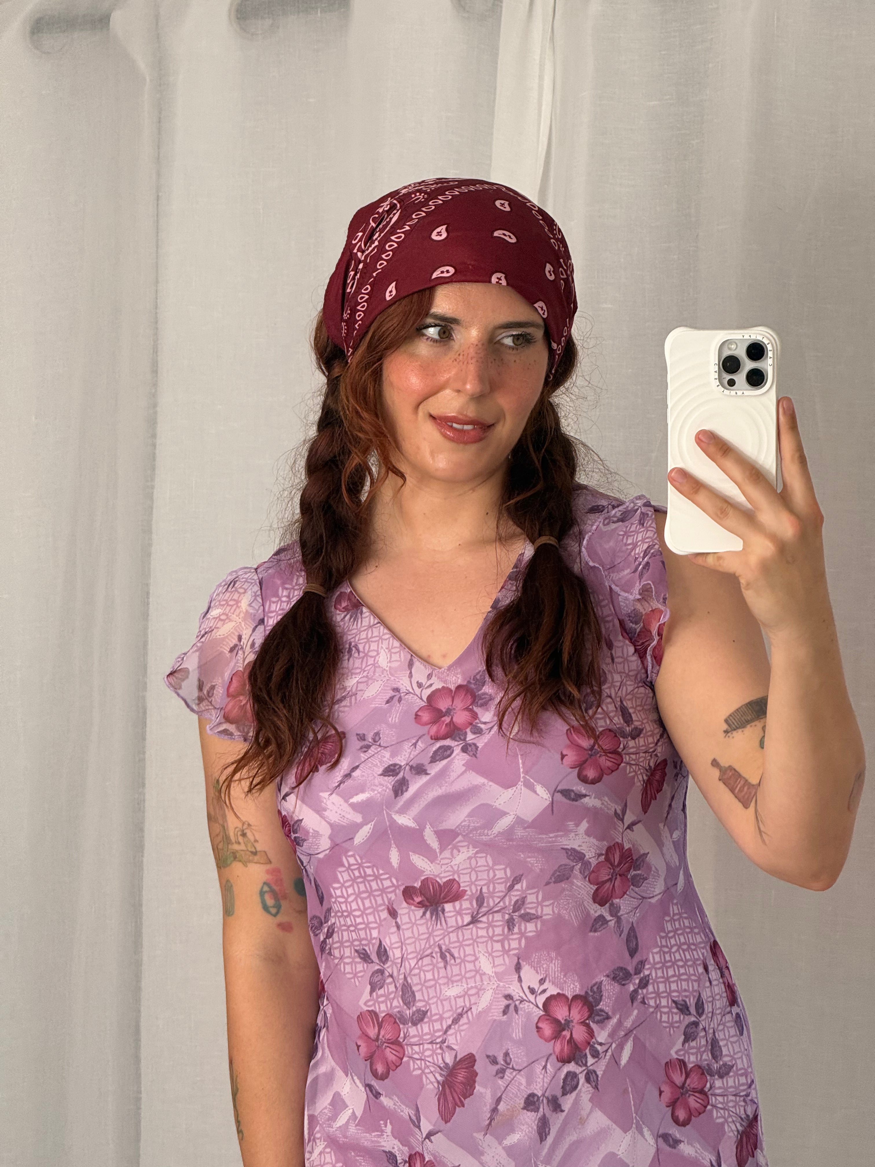 𐙚 burgundy pink paisley bandana scarf 𐙚