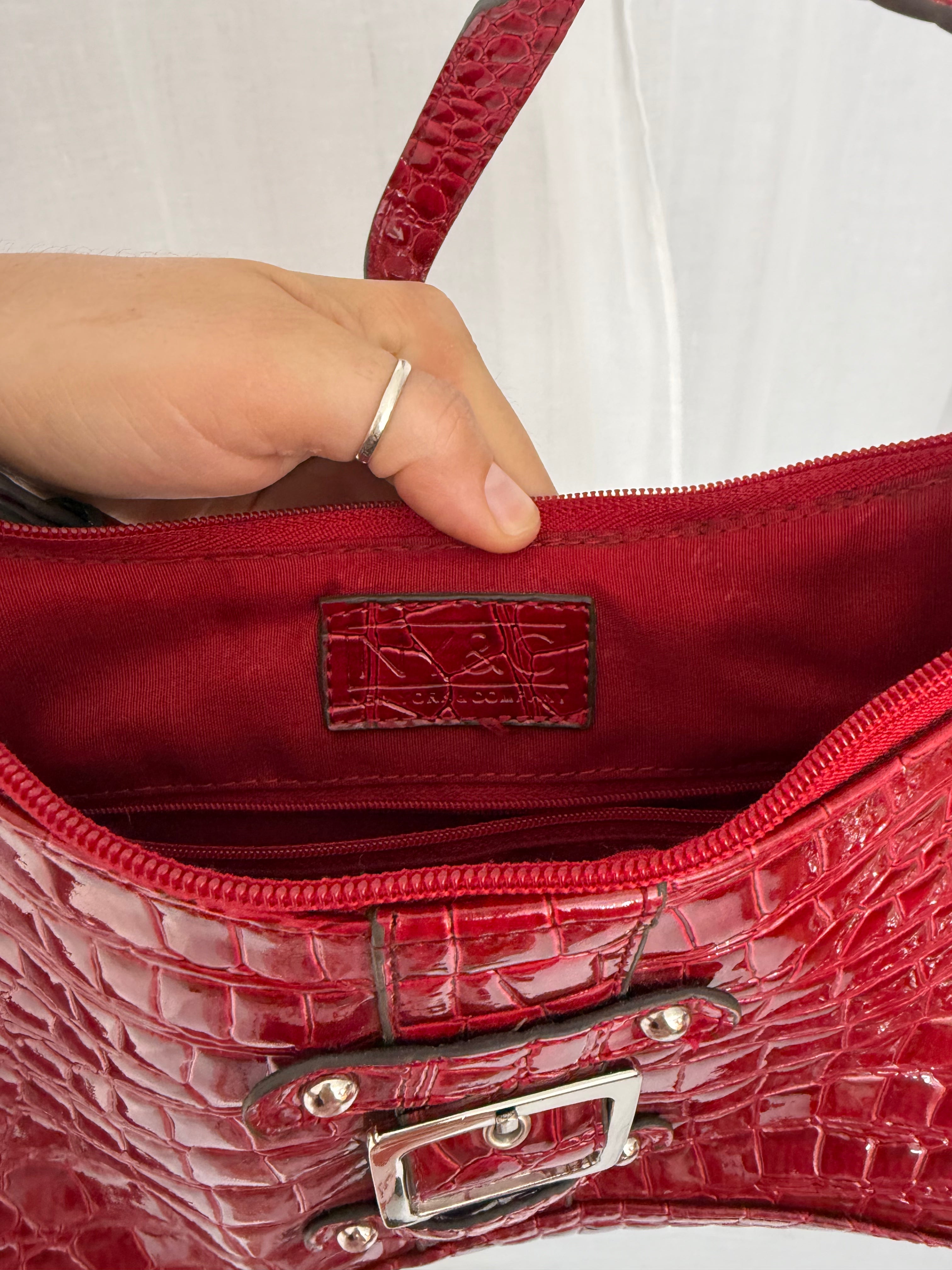 ✧ cherry red croc shoulder bag