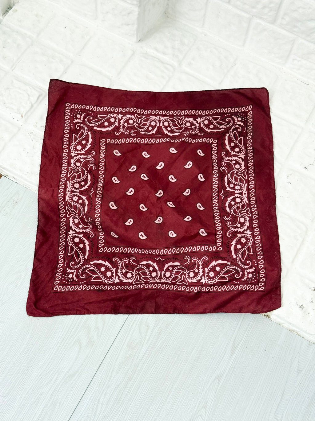 𐙚 burgundy pink paisley bandana scarf 𐙚