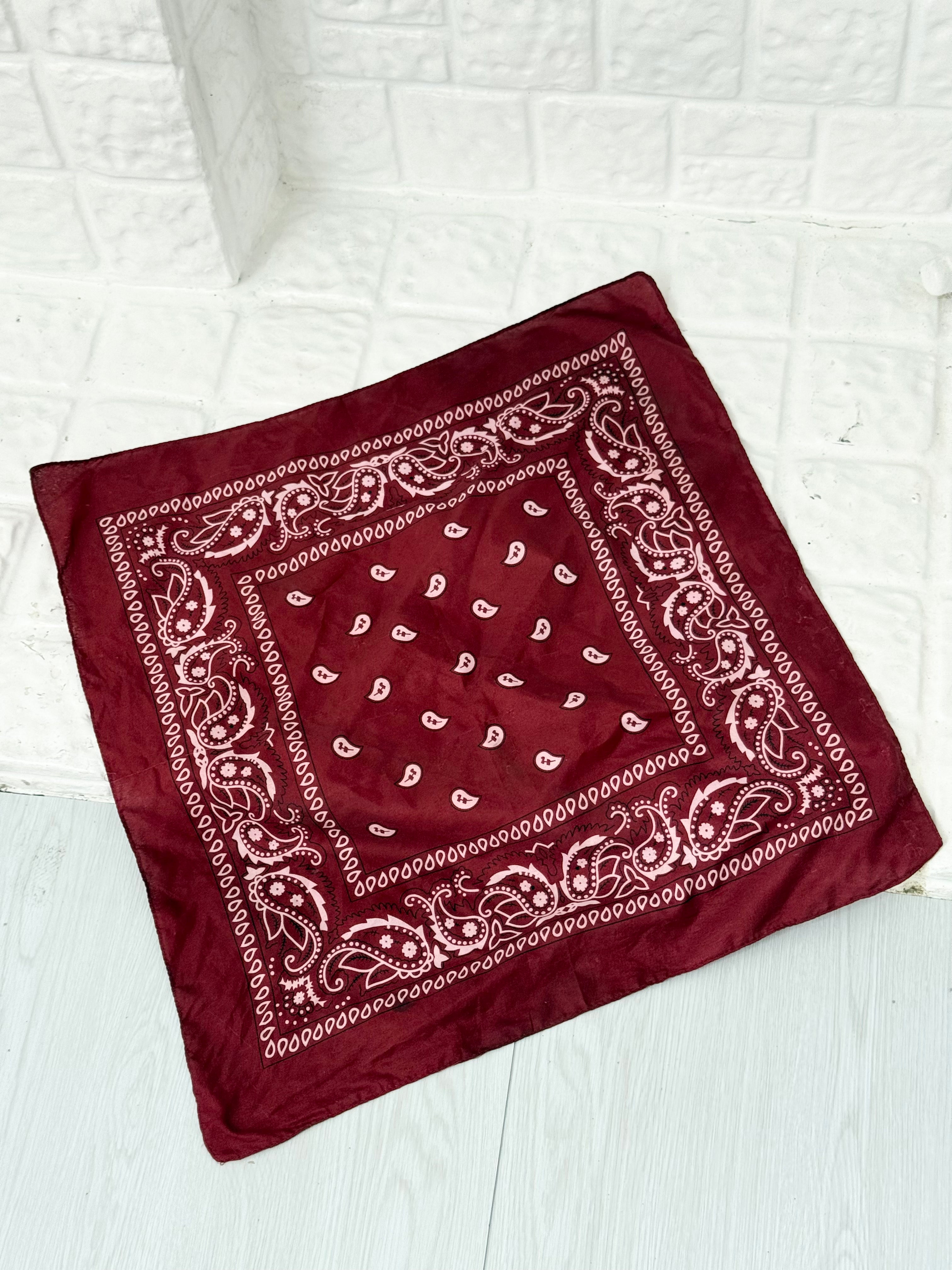 𐙚 burgundy pink paisley bandana scarf 𐙚