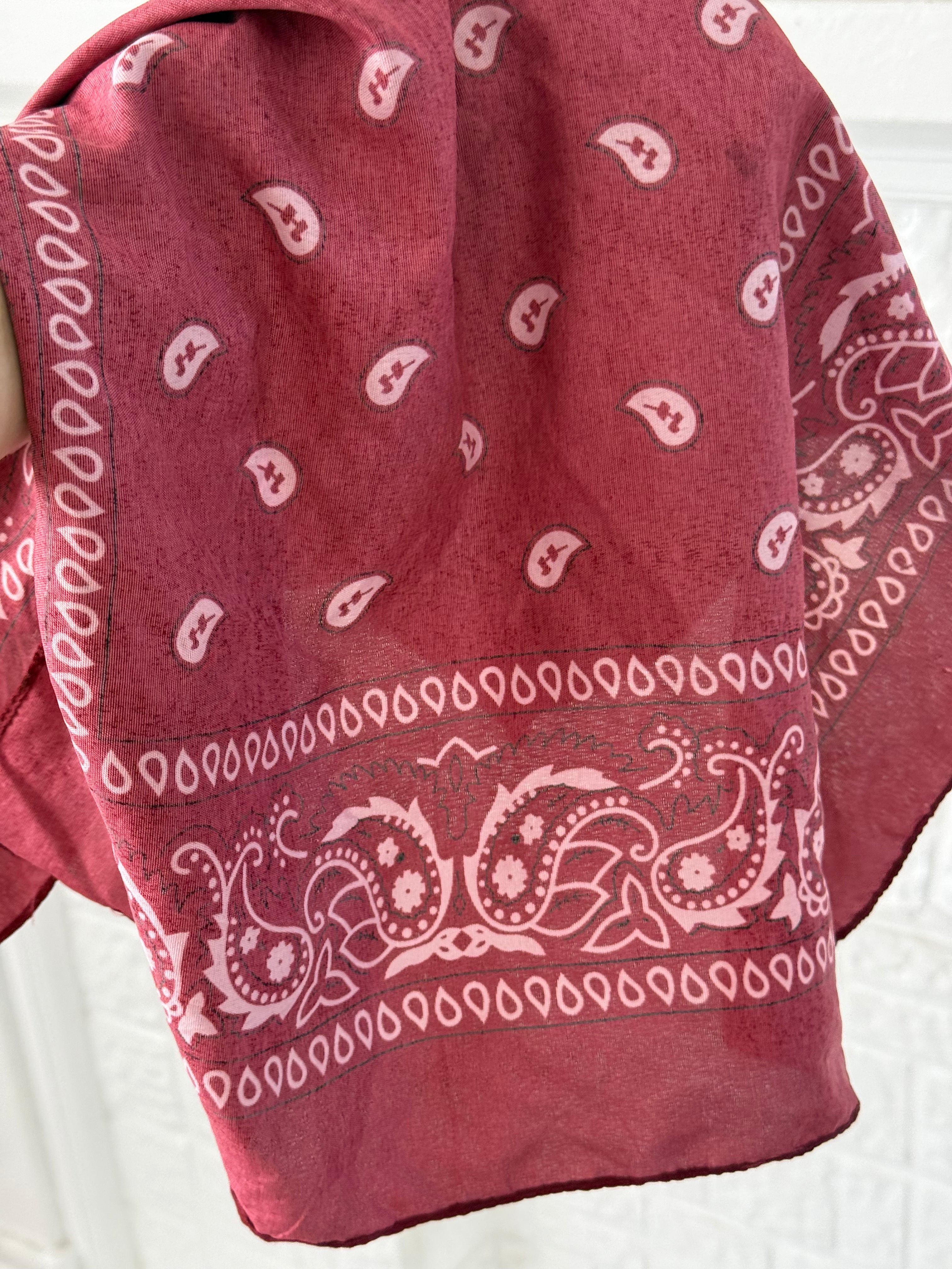 𐙚 burgundy pink paisley bandana scarf 𐙚