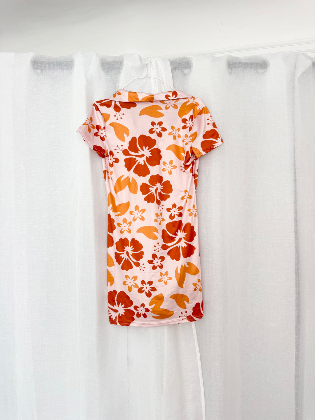 ✦ hibiscus print floral polo mini dress