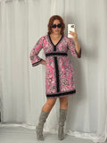 ♡ Y2K pink paisley mod mini dress