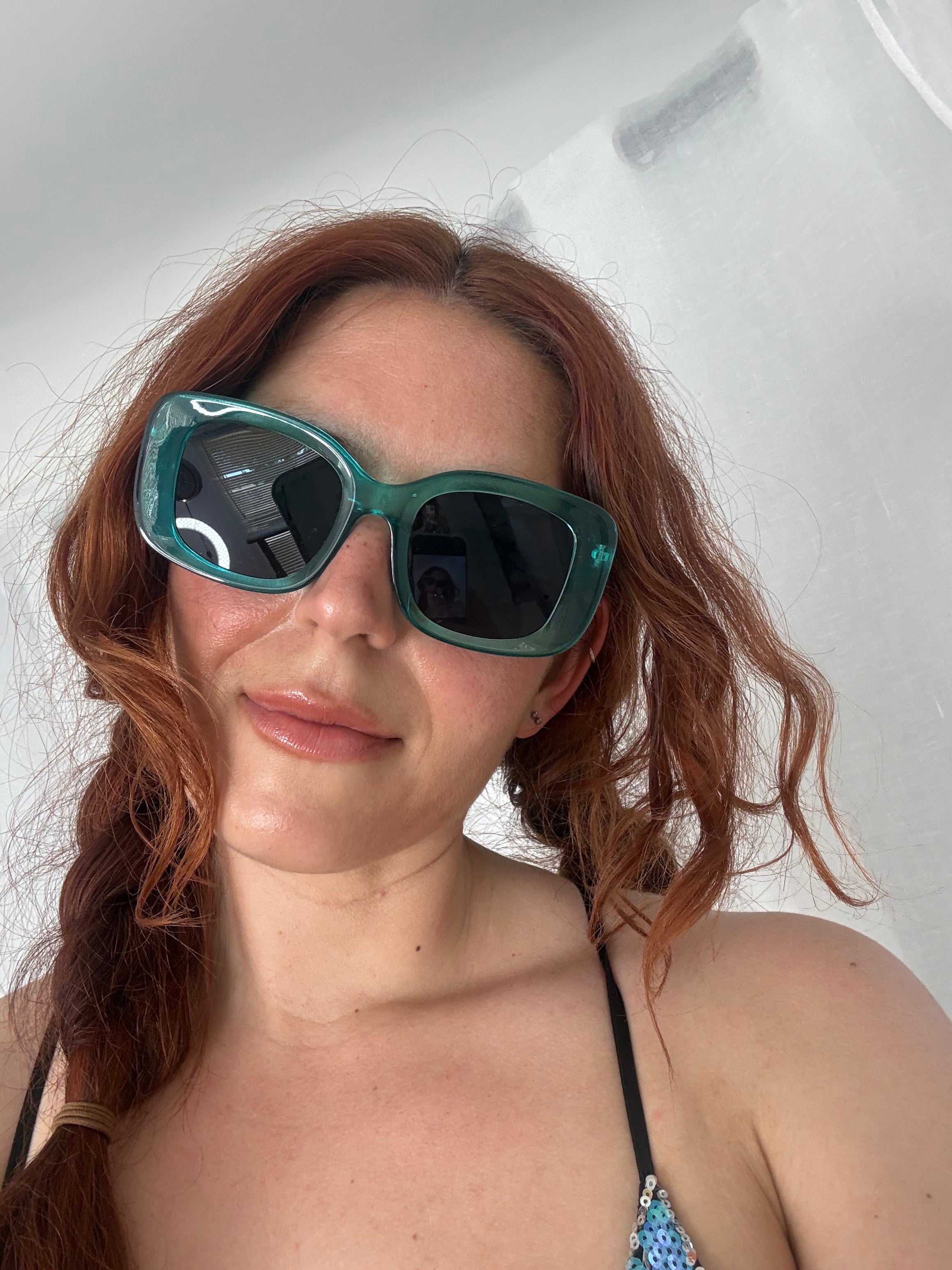 ♡ aqua jelly rectangle sunglasses