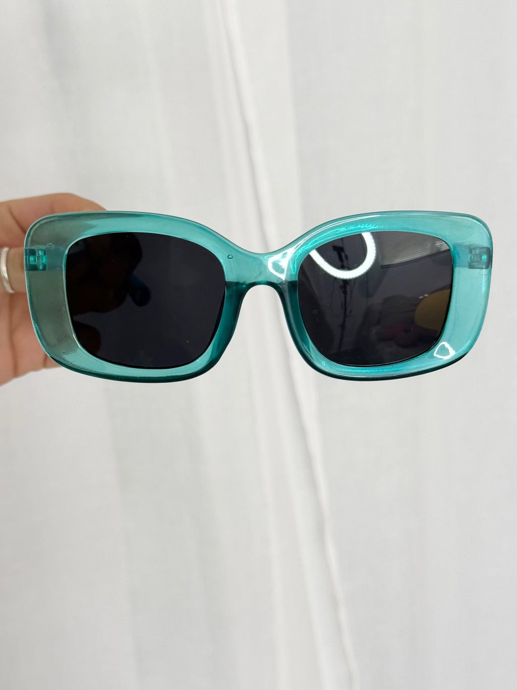 ♡ aqua jelly rectangle sunglasses