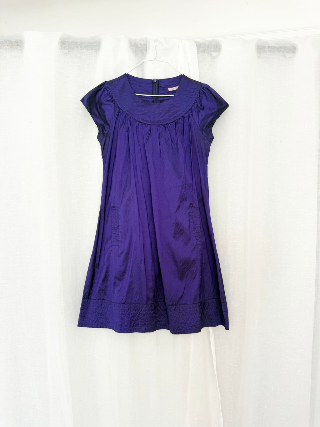 ♡ Y2K purple silk pocket mini dress