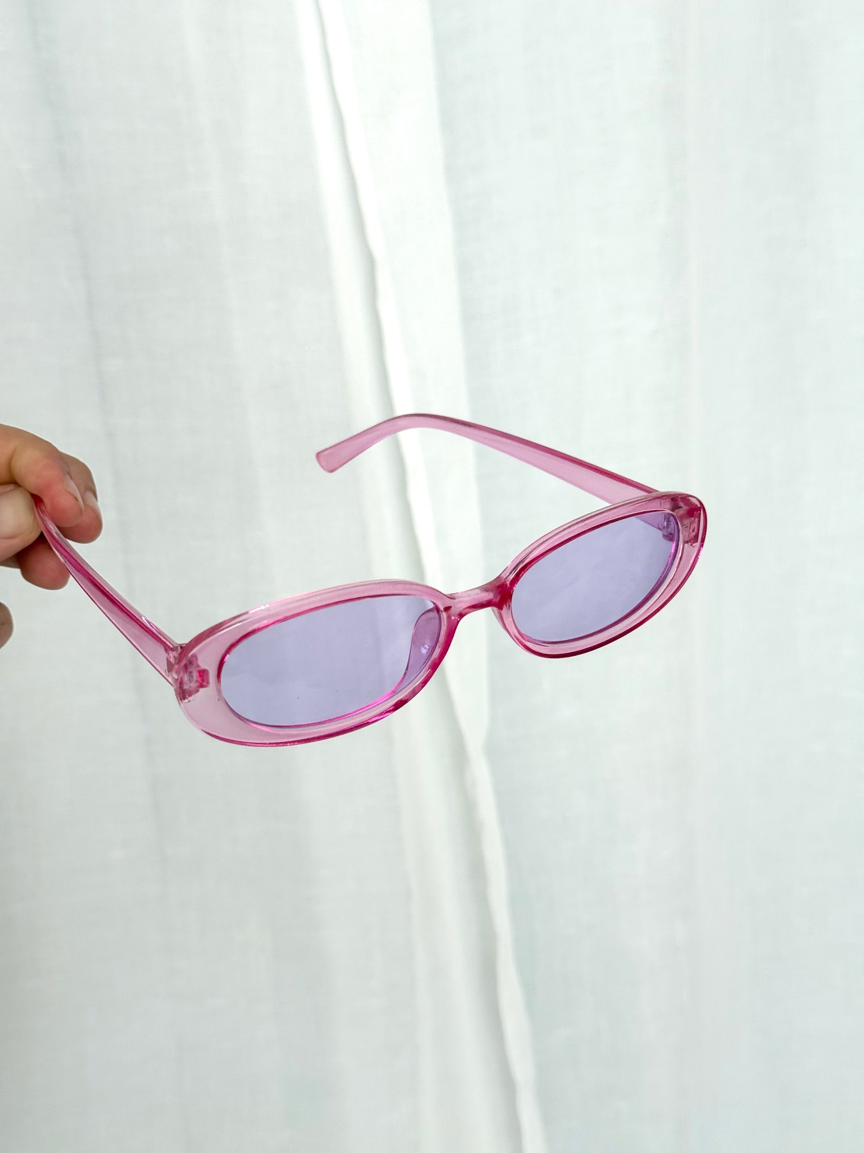 ✿ pink and purple oval sunglasses